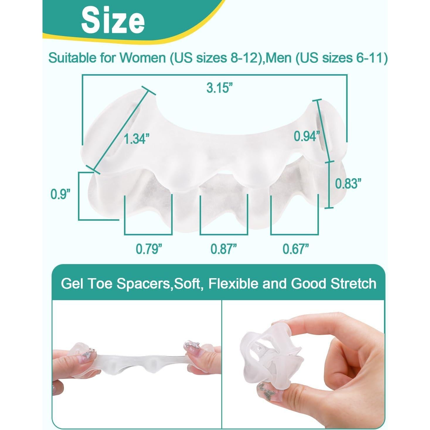 Separadores de Dedos de Silicona BLATOWN - 2 Pairs para Alivio de Juanetes