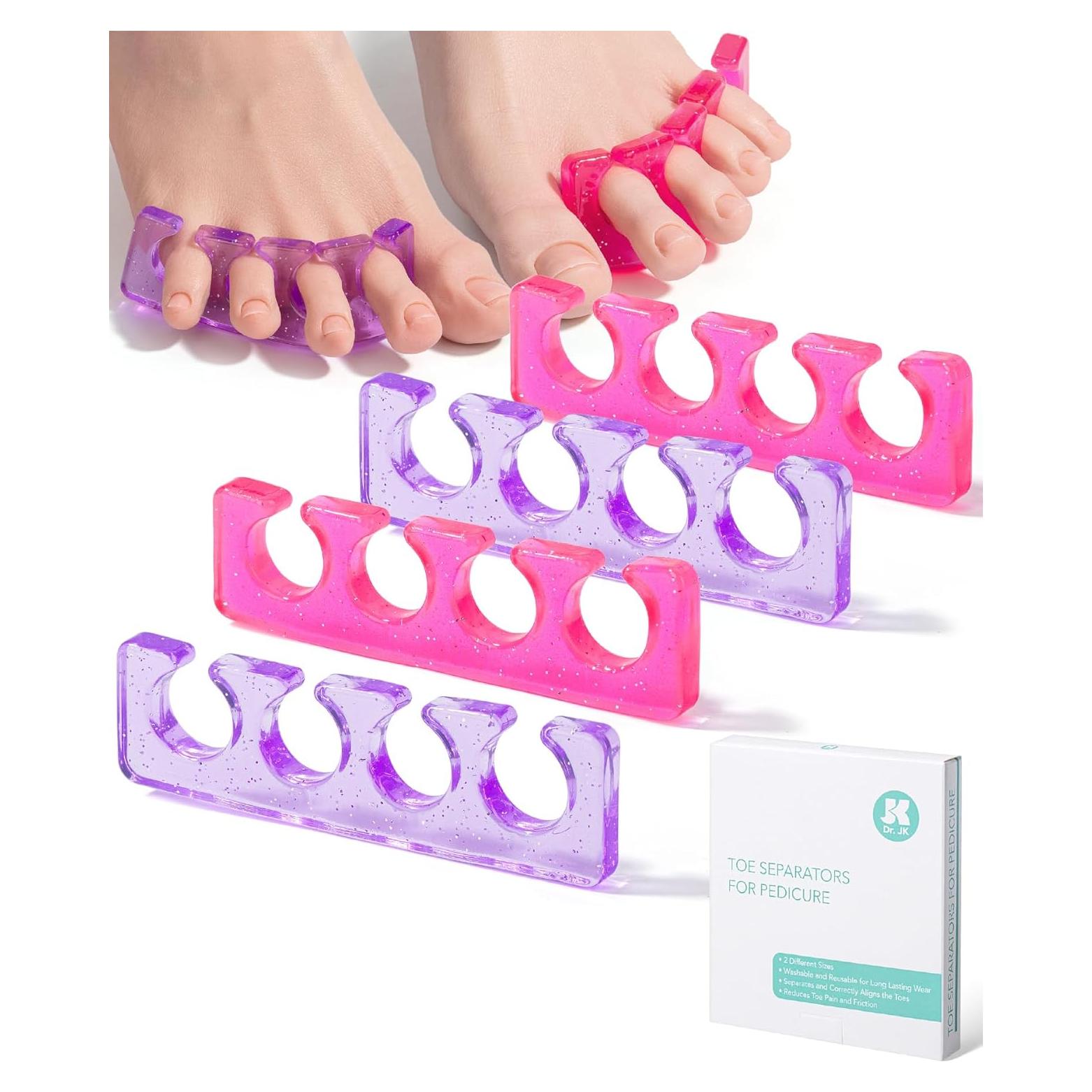 Separadores de Dedos Dr. JK - 2 Pares Gel Rosa y Púrpura