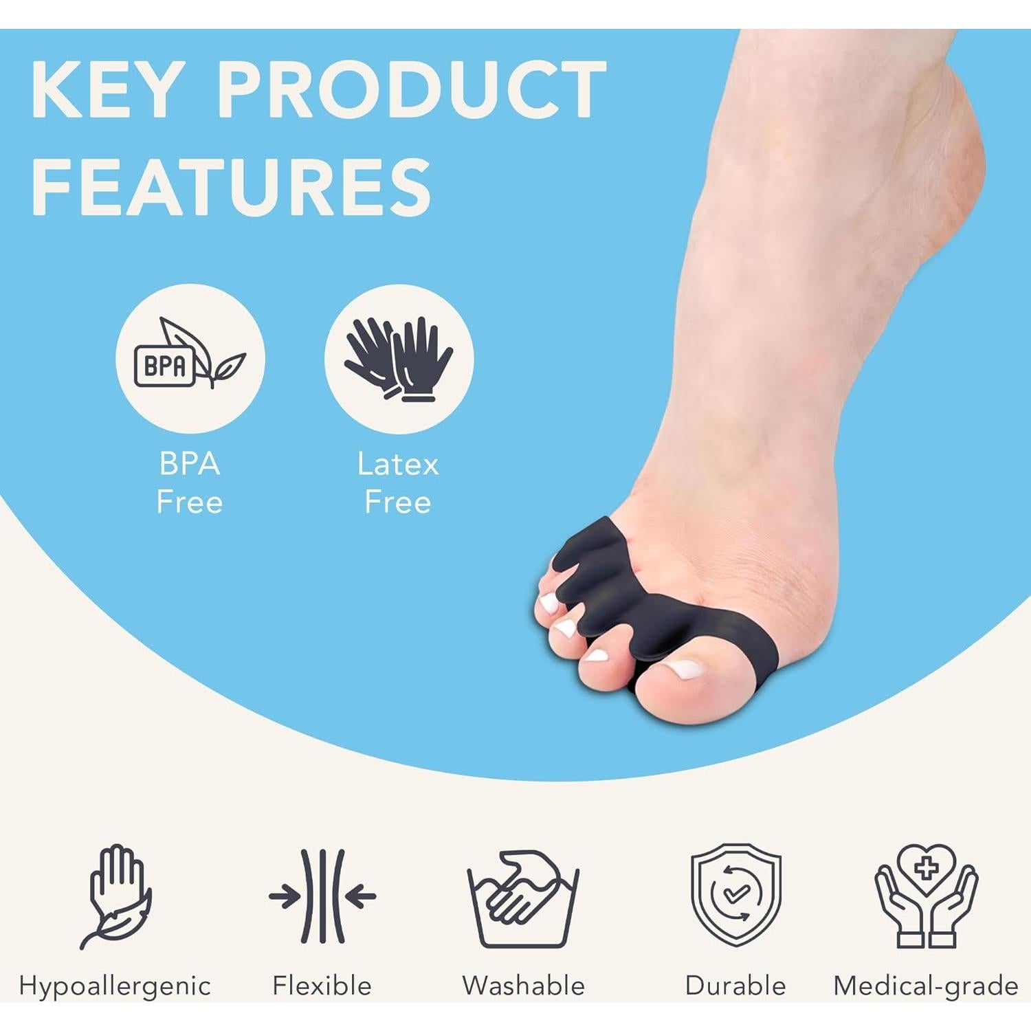 Separadores de Dedos Surf Toes - Hipoalergénicos - Talla Universal