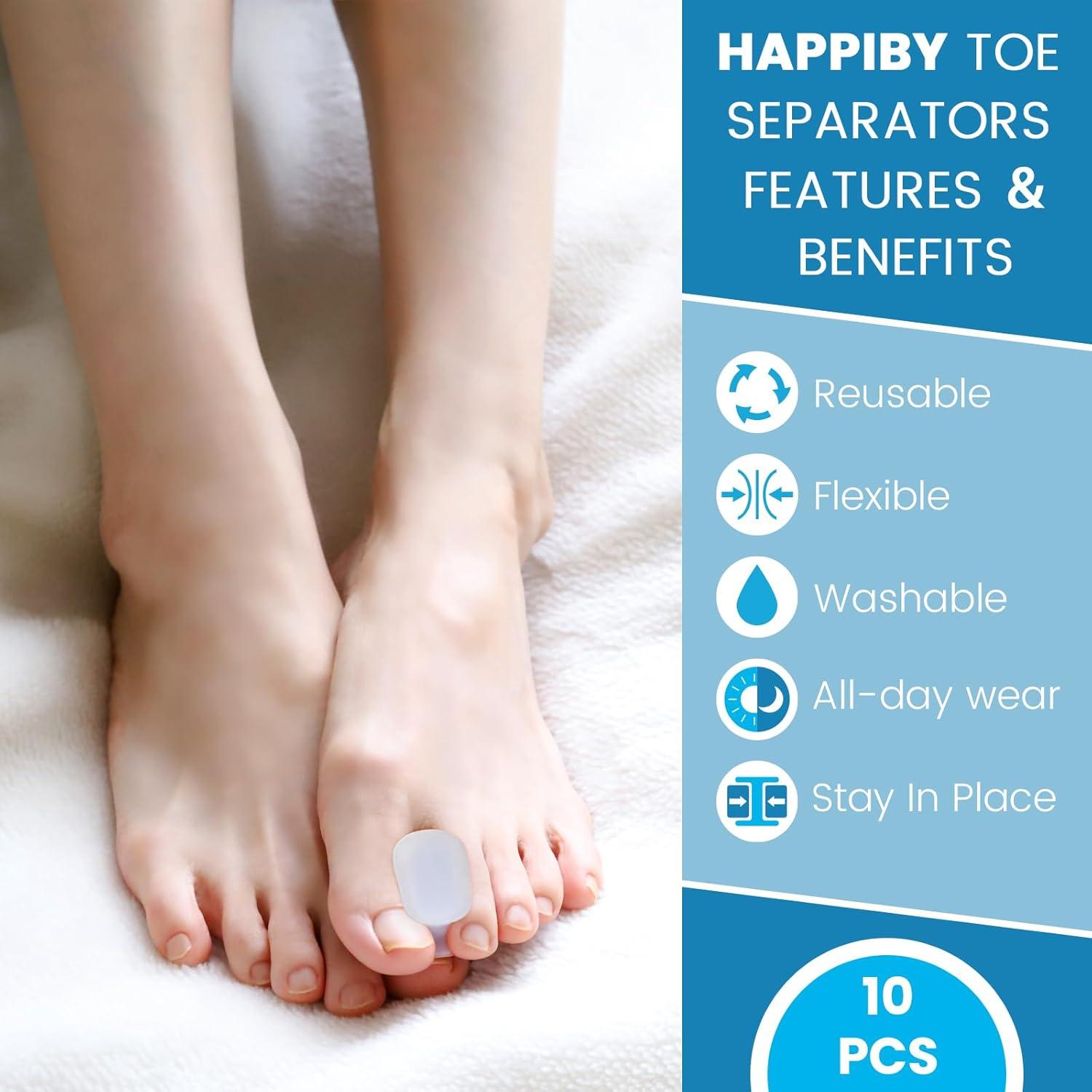 Separadores de Dedos de Silicona Happiby para Juanetes - 10 Piezas
