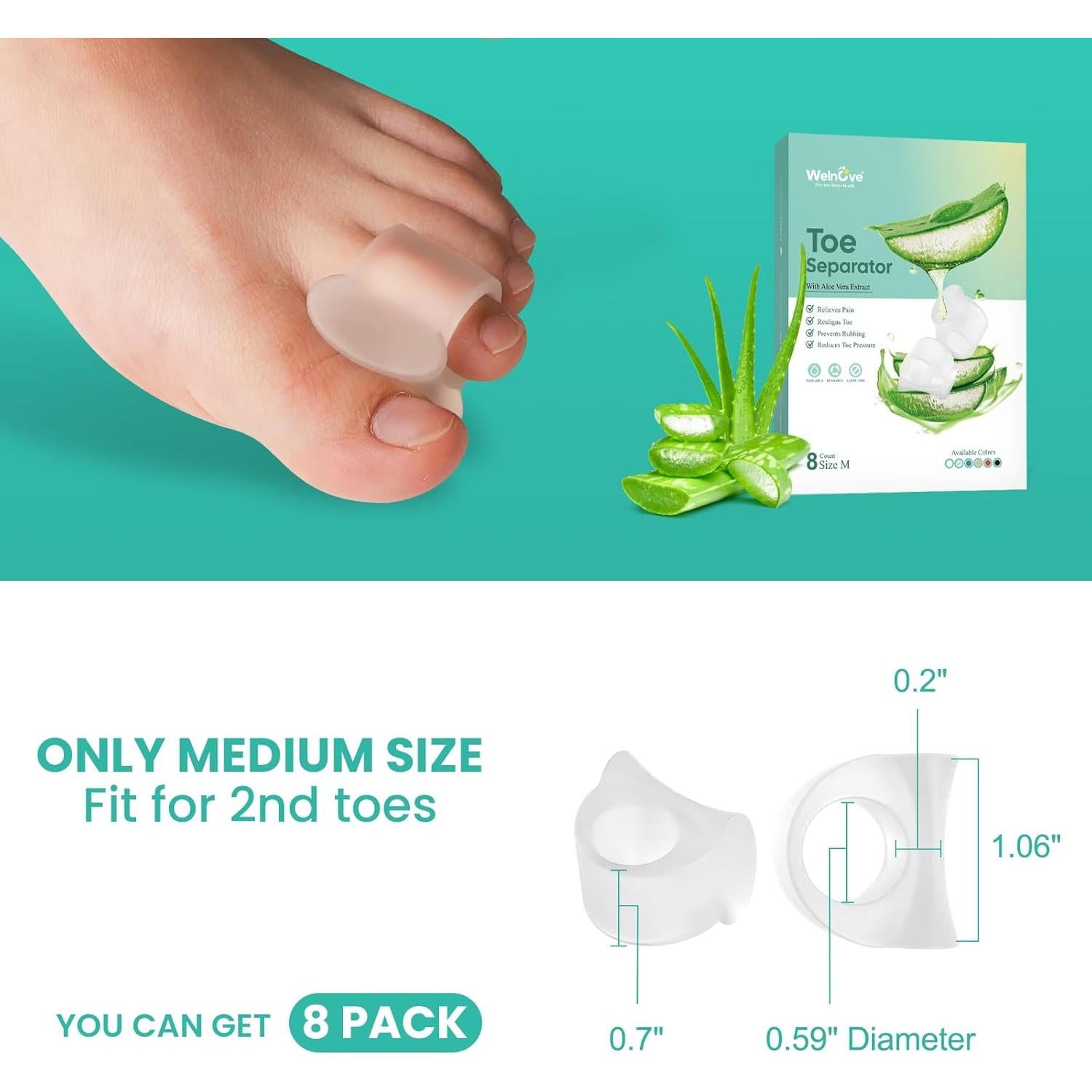 Separador de Dedos Welnove Mediano - Alivio Juanetes y Dedos Superpuestos
