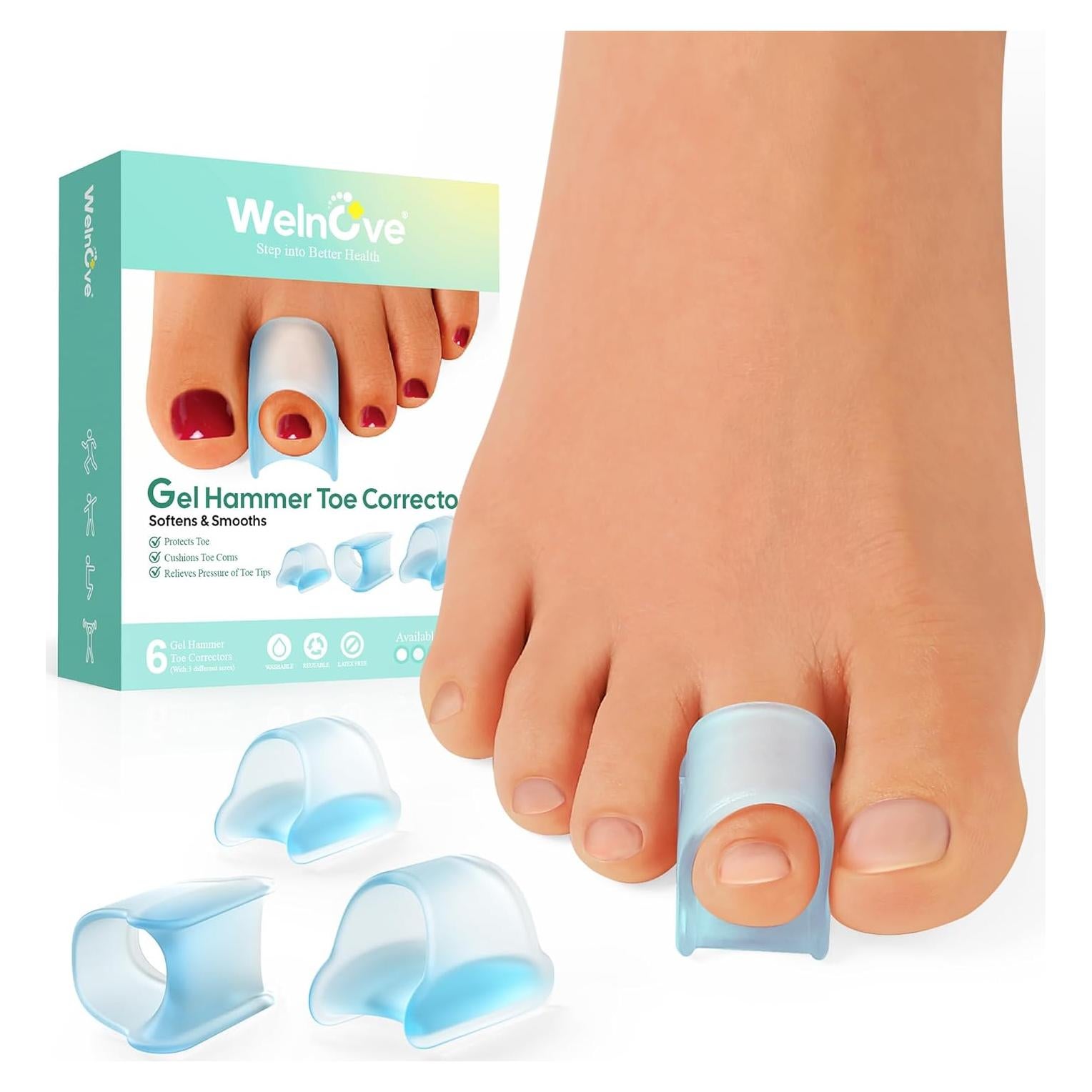 Corrector de Dedo en Garra Welnove - 6 Férulas Reutilizables Azul