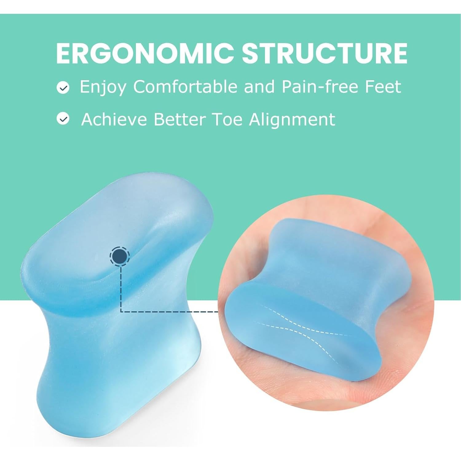 Separadores de Dedos de Gel Welnove - 8 Espaciadores de Silicona