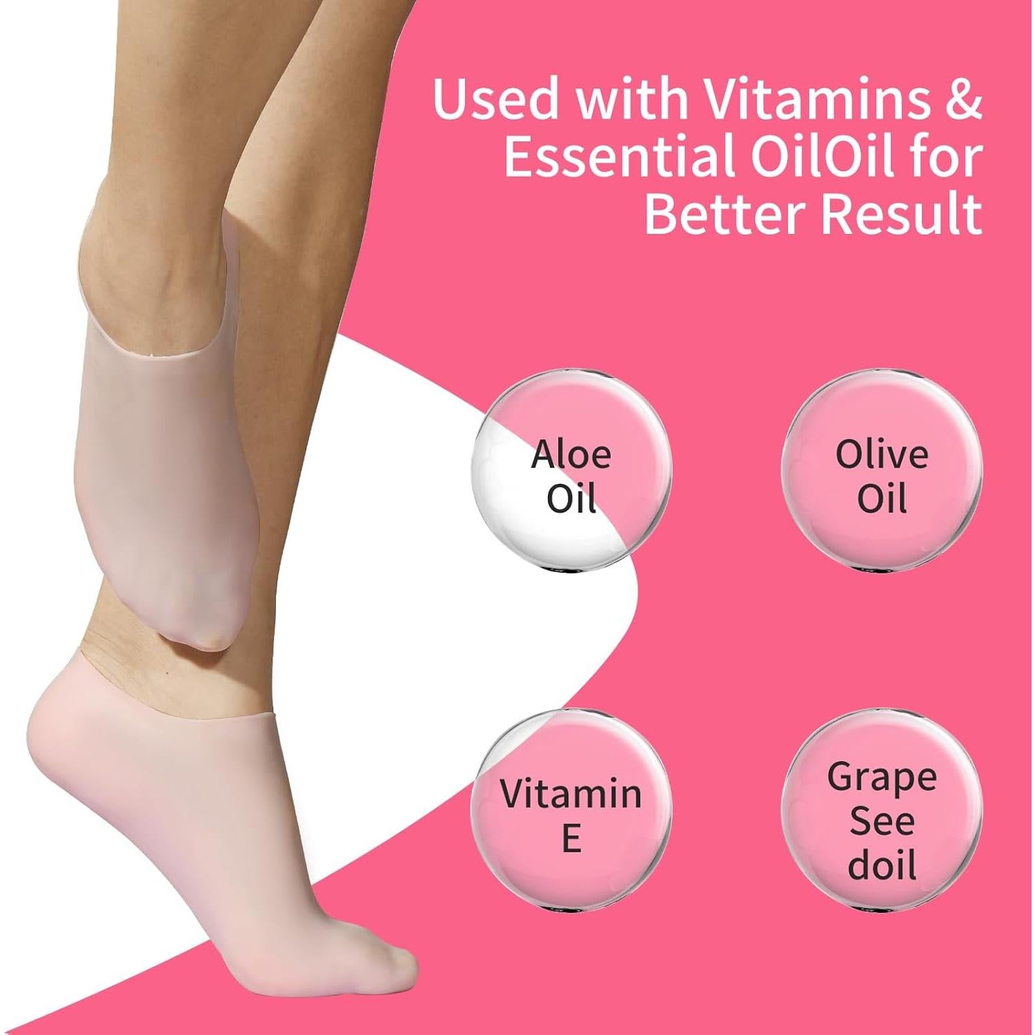 Calcetines Hidratantes de Silicona WBLLG para Pies Secos 2 Pares