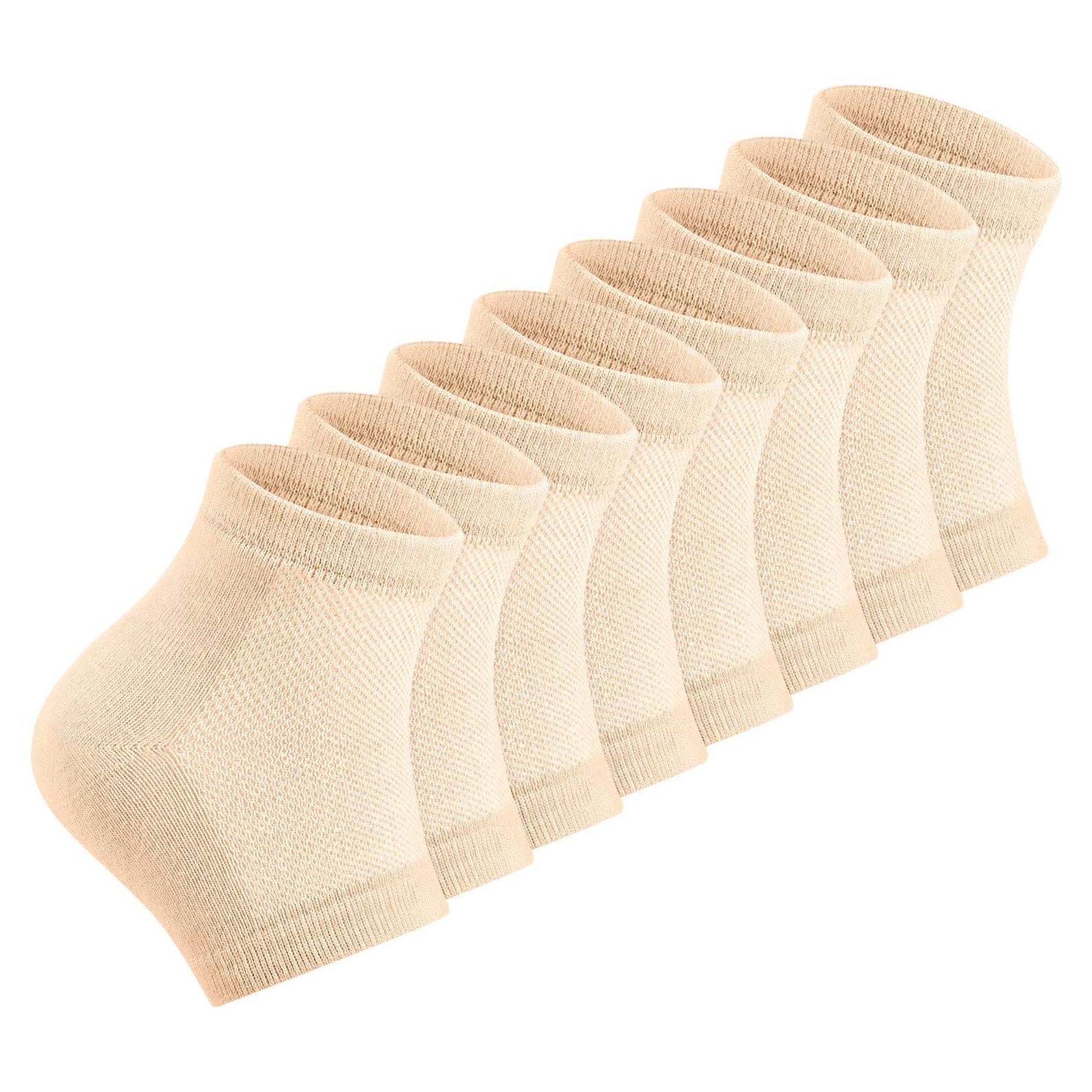 Calcetines Hidratantes de Gel Bememo - 4 Pares Beige para Talón