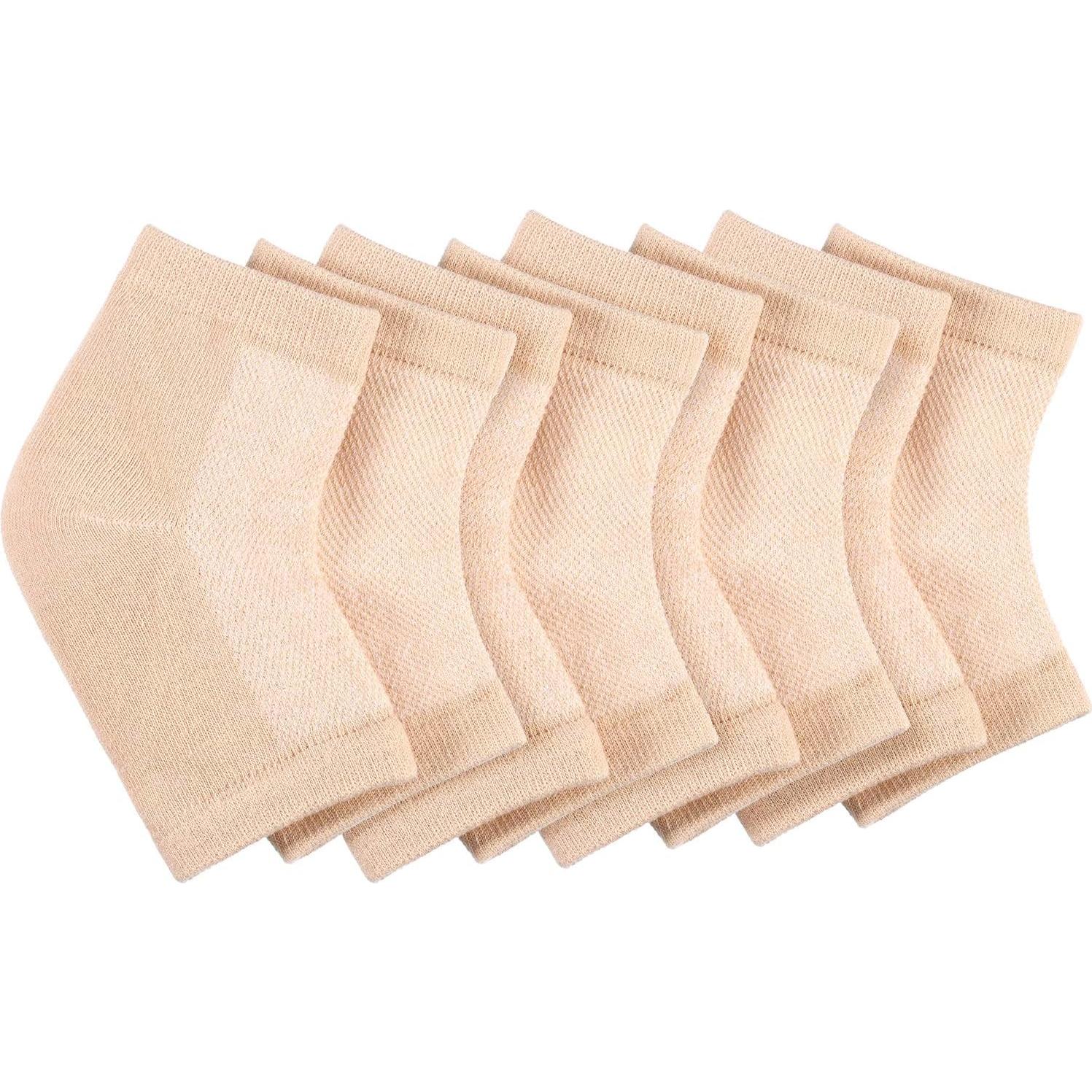 Calcetines Hidratantes de Gel Bememo - 4 Pares Beige para Talón