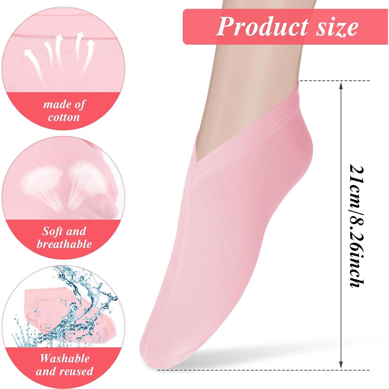 3 Pares Calcetines Hidratantes de Algodón para Pies - Rosa