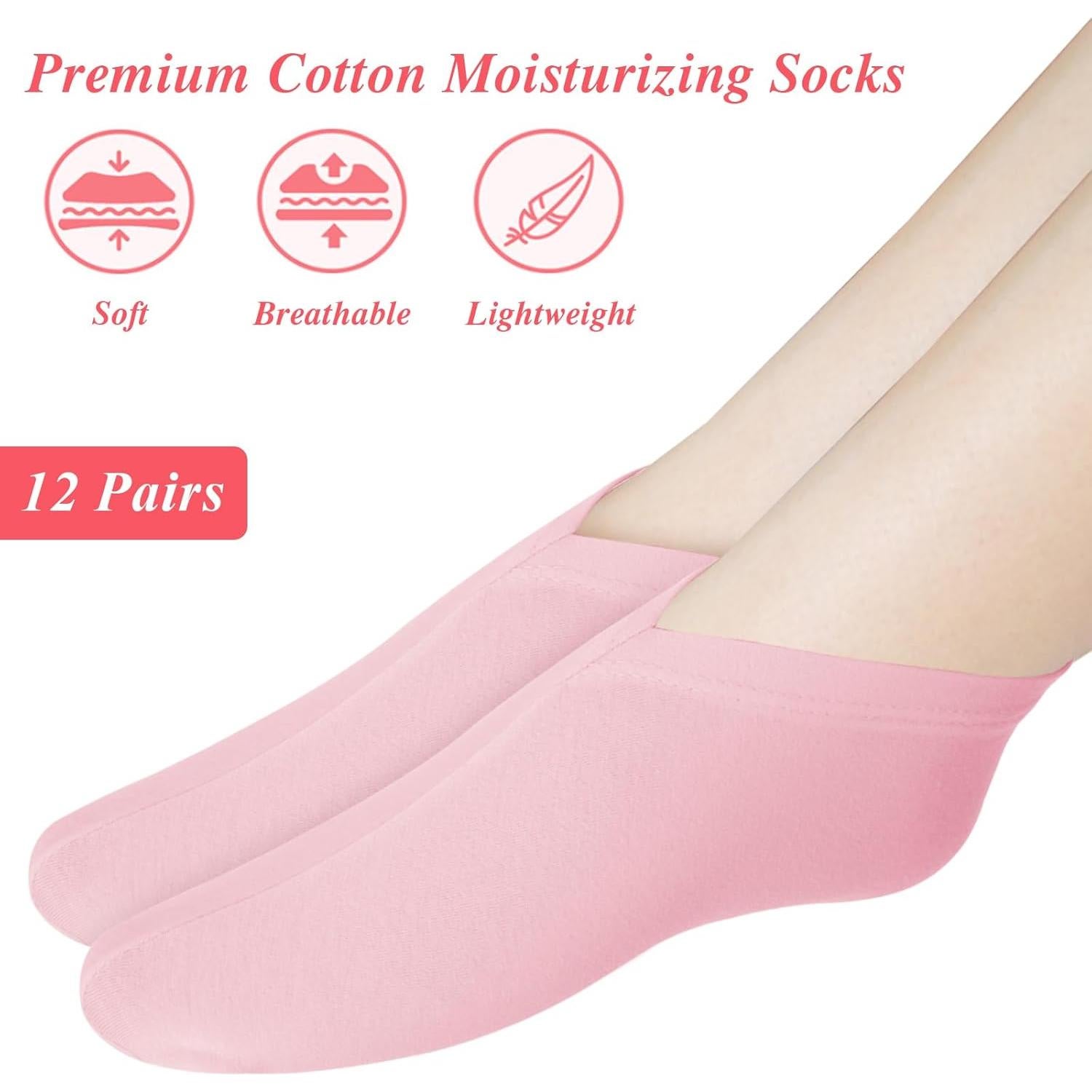 3 Pares Calcetines Hidratantes de Algodón para Pies - Rosa