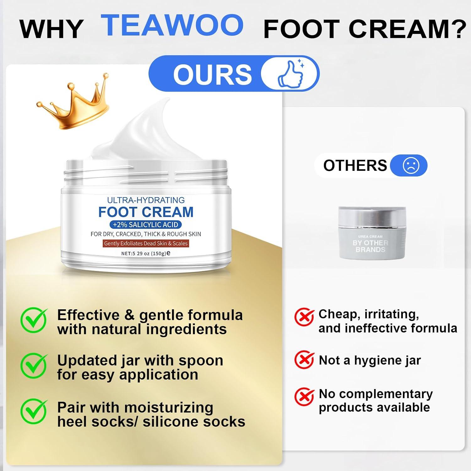 Crema para Pies Ultra Hidratante TEAWOO 150g con Calcetines