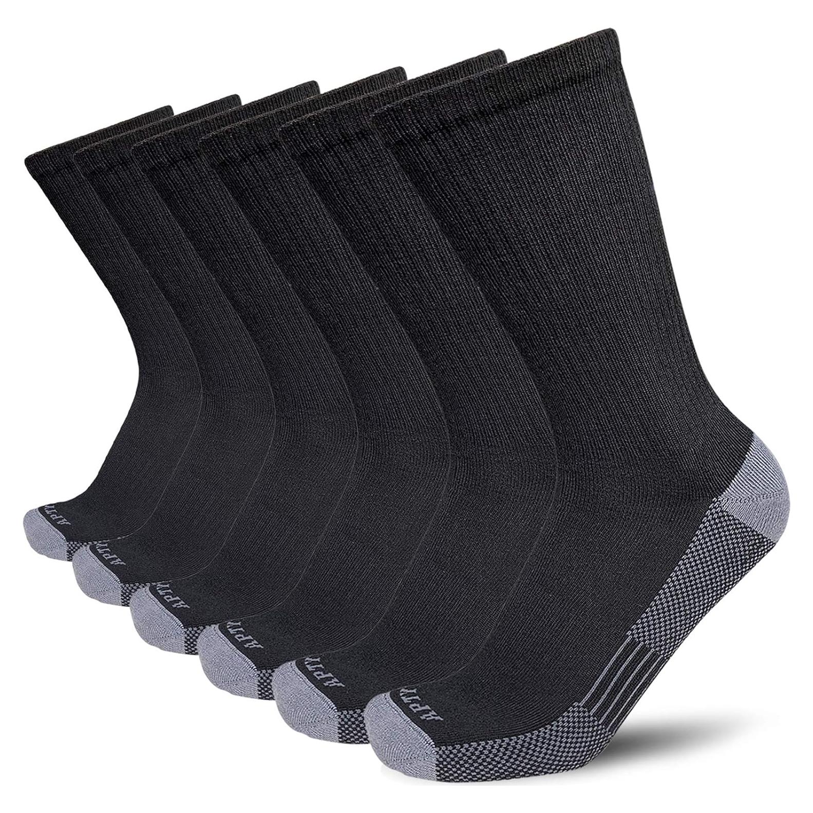 Calcetines de Trabajo APTYID para Hombre Talla 9-12 Negro 6 Pares