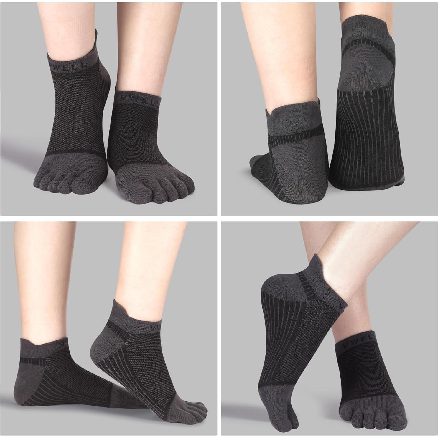 Calcetines de Algodón VWELL 5 Dedos No Show 4 Pares Talla 7-11