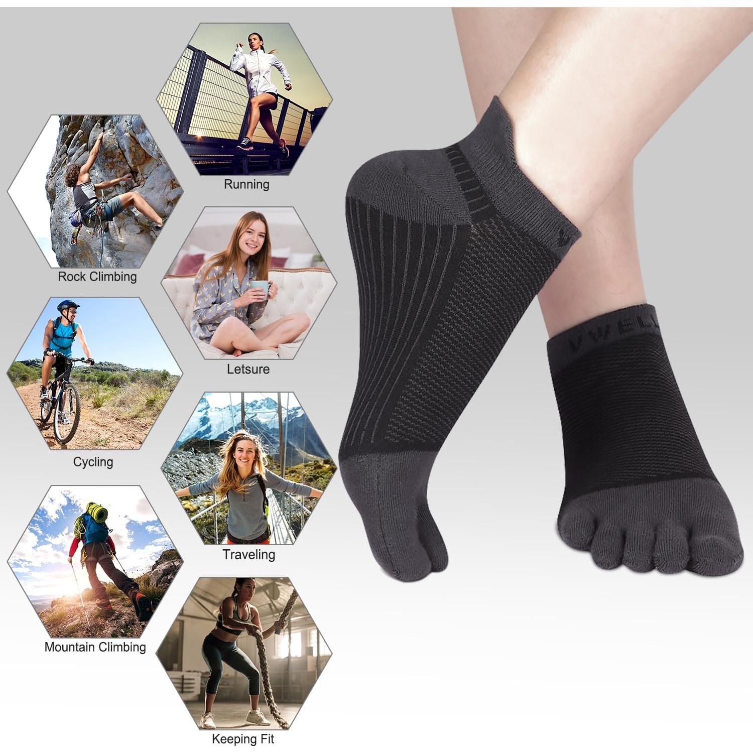 Calcetines de Algodón VWELL 5 Dedos No Show 4 Pares Talla 7-11