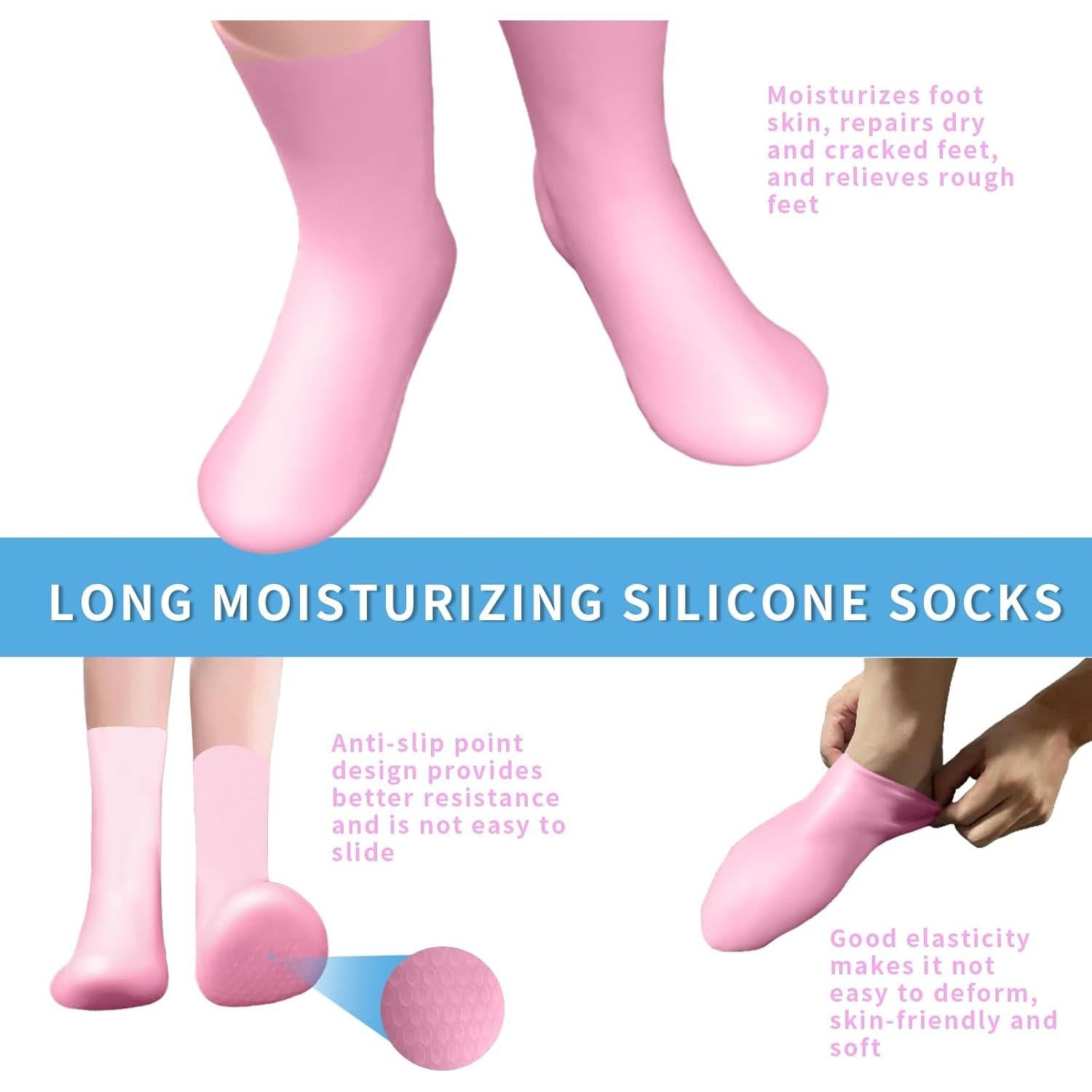 Calcetines de Silicona Hidratantes Zxfuture para Mujeres - Rosa