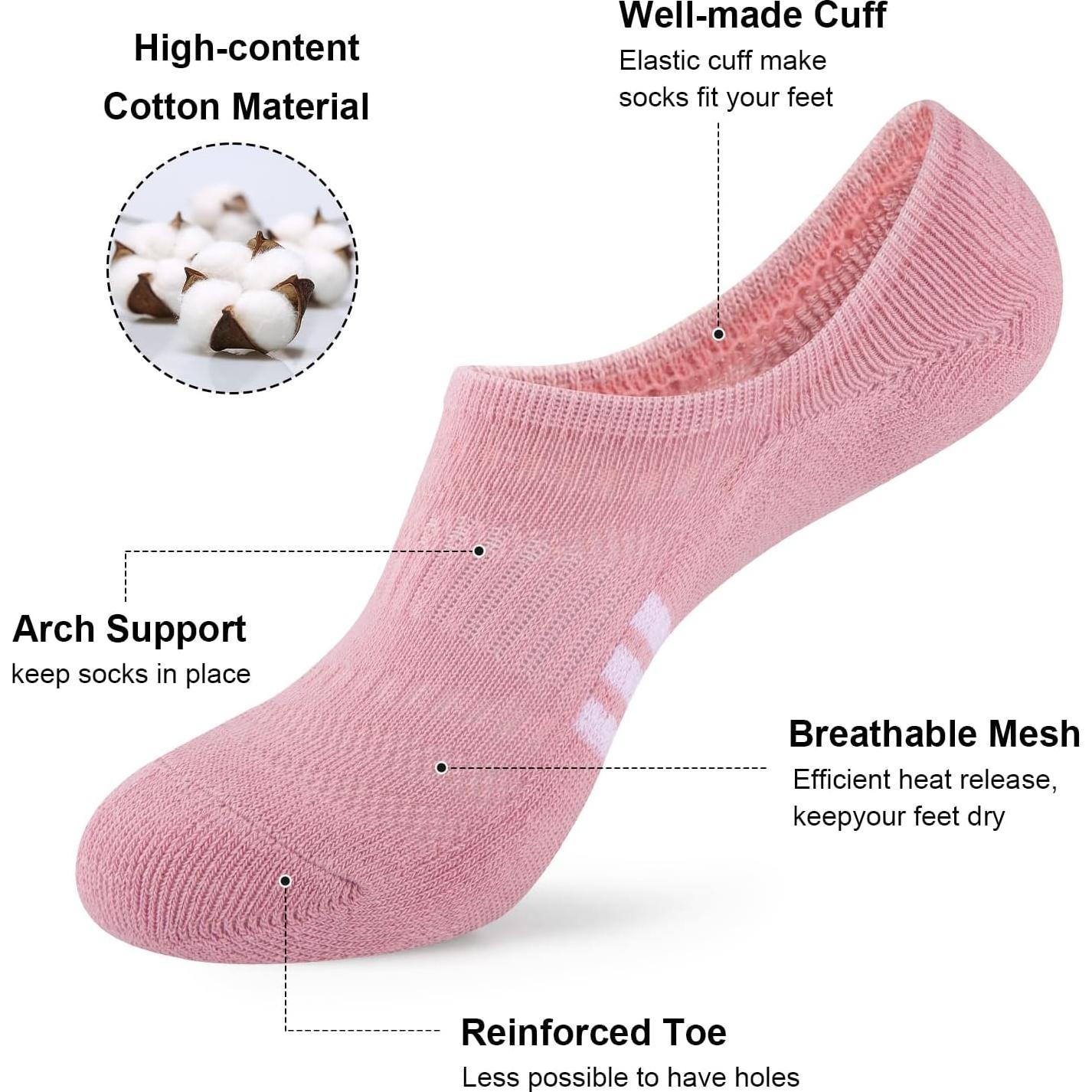 Calcetines Invisibles COOPLUS para Mujeres - 6 Pares Multicolor