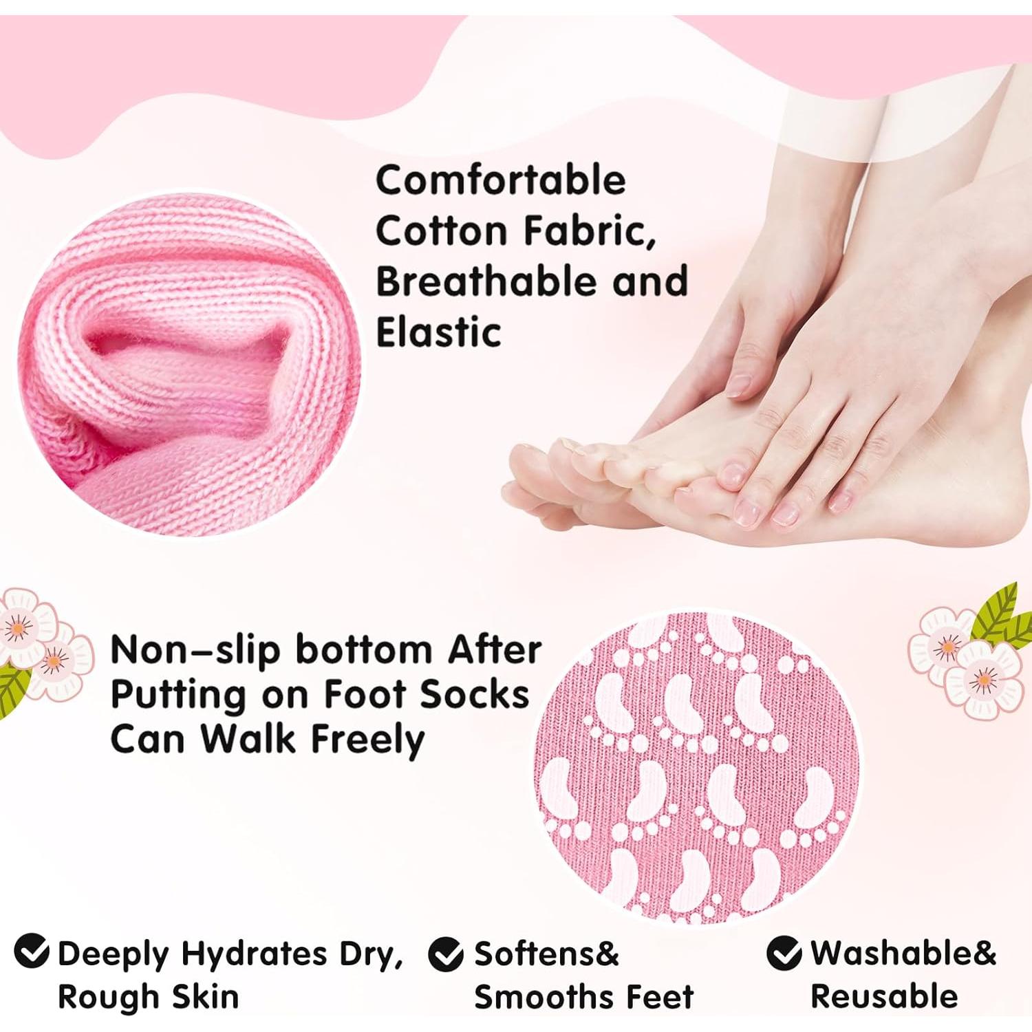 Calcetines Hidratantes Yihurlm 2 Pares Gel Antideslizantes Rosa Azul