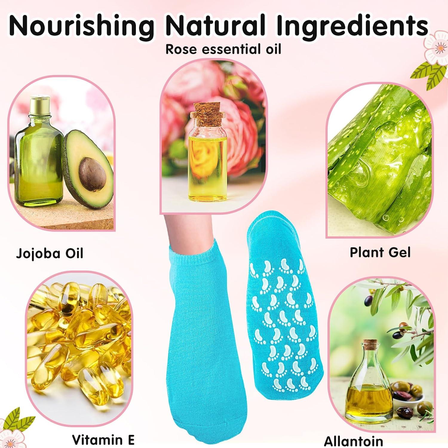 Calcetines Hidratantes Yihurlm 2 Pares Gel Antideslizantes Rosa Azul