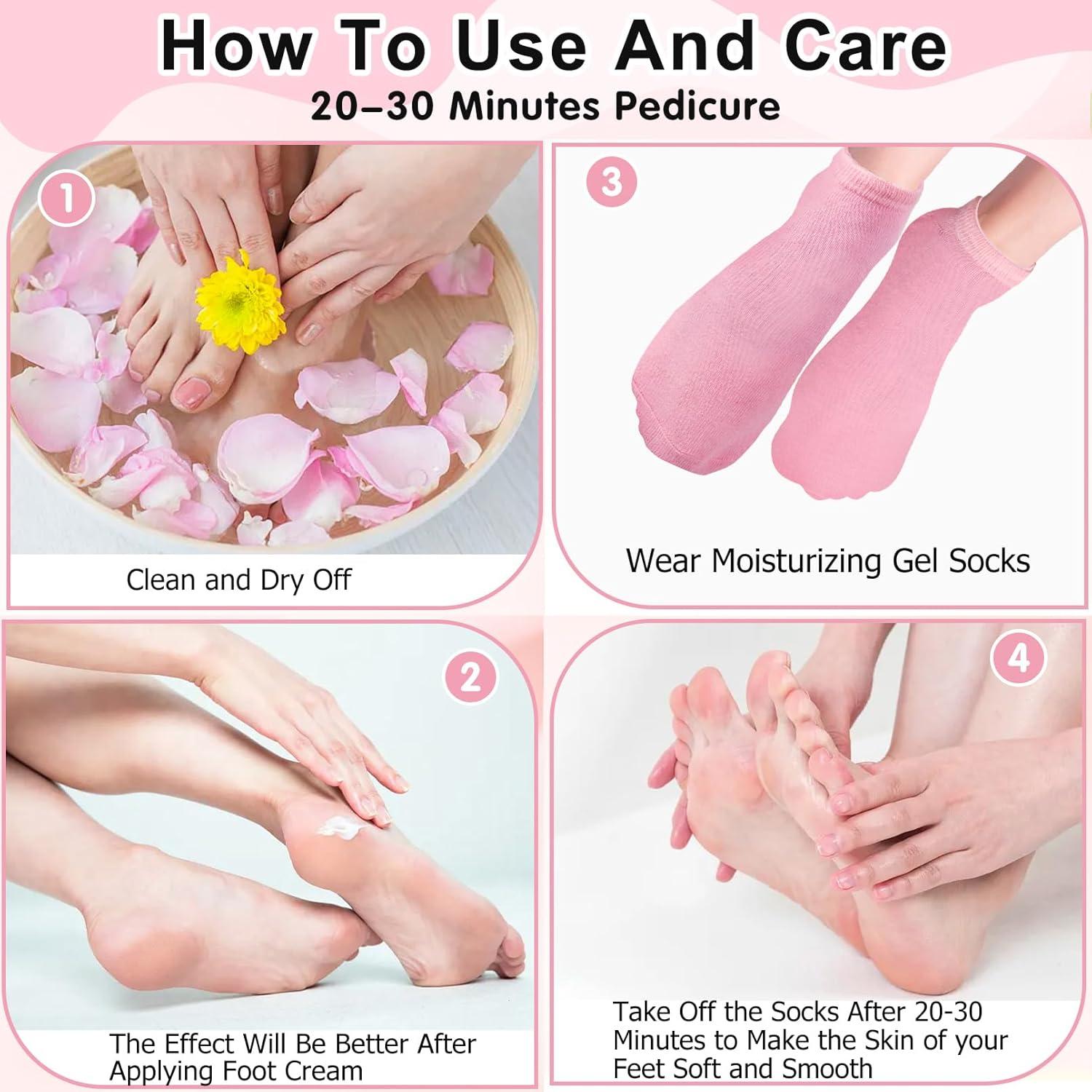 Calcetines Hidratantes Yihurlm 2 Pares Gel Antideslizantes Rosa Azul