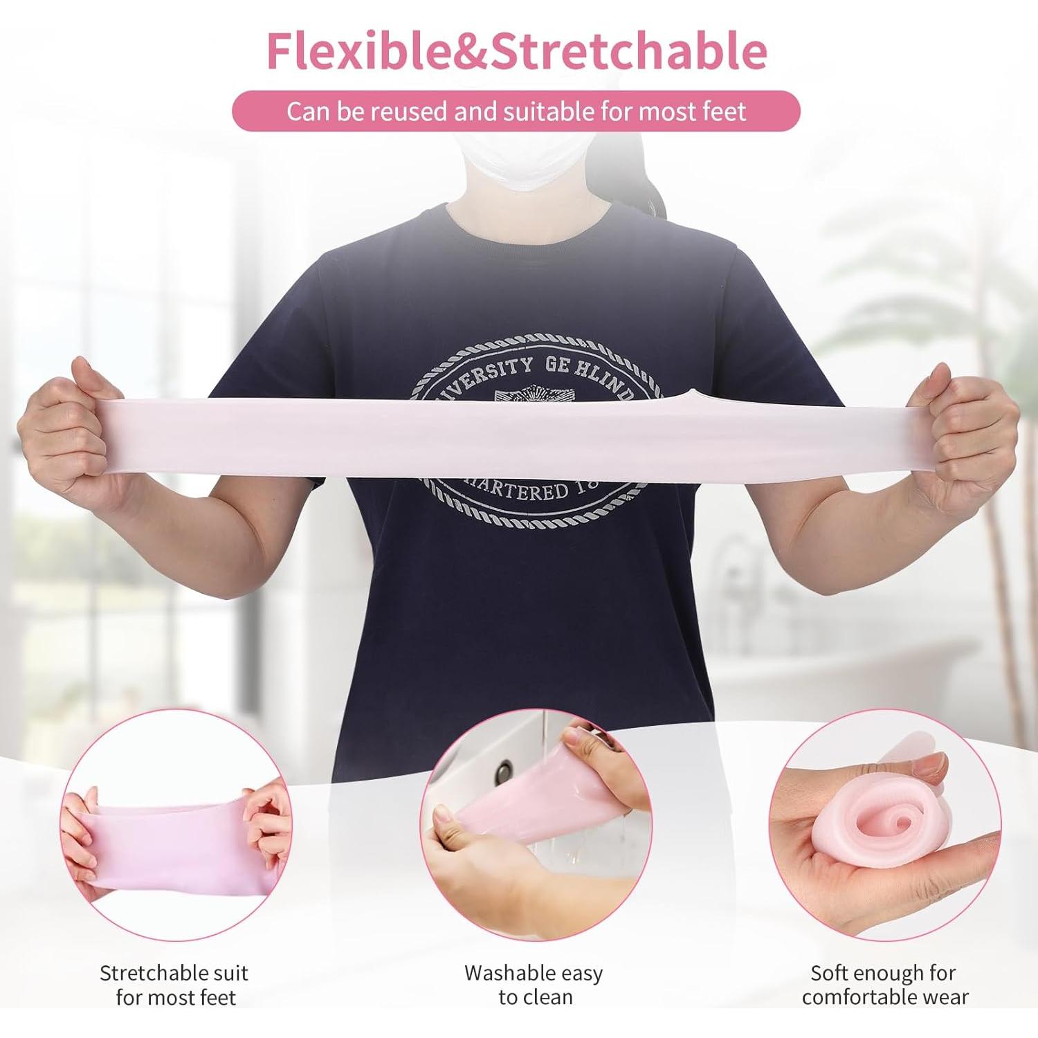 Calcetines Hidratantes de Silicona Aluroice - 2 Pares Rosa y Blanco