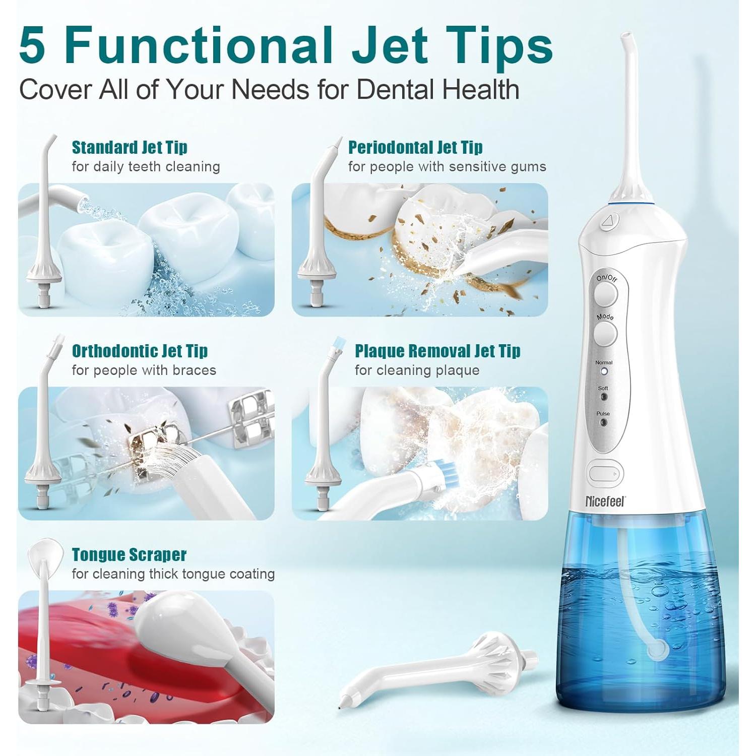 Irrigador Dental Inalámbrico Nicefeel NF A1 - Carga Rápida 300ml