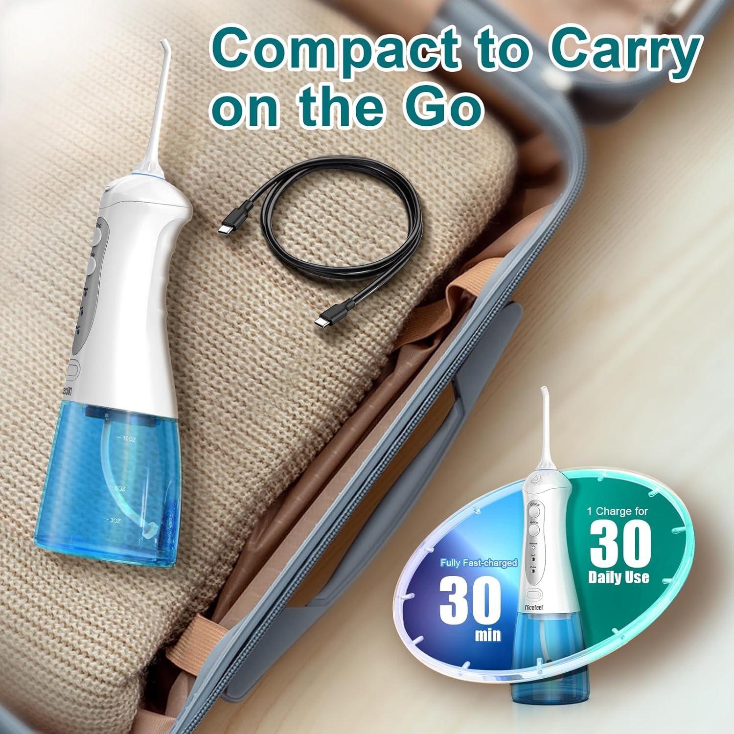 Irrigador Dental Inalámbrico Nicefeel NF A1 - 300ml, IPX7