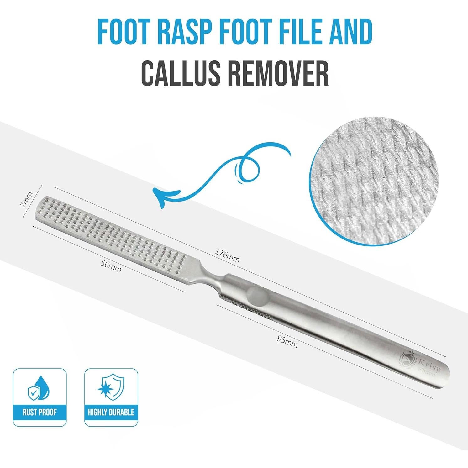 Raspador de Pies Profesional Krisp Beauty 17.78 cm Acero Inoxidable