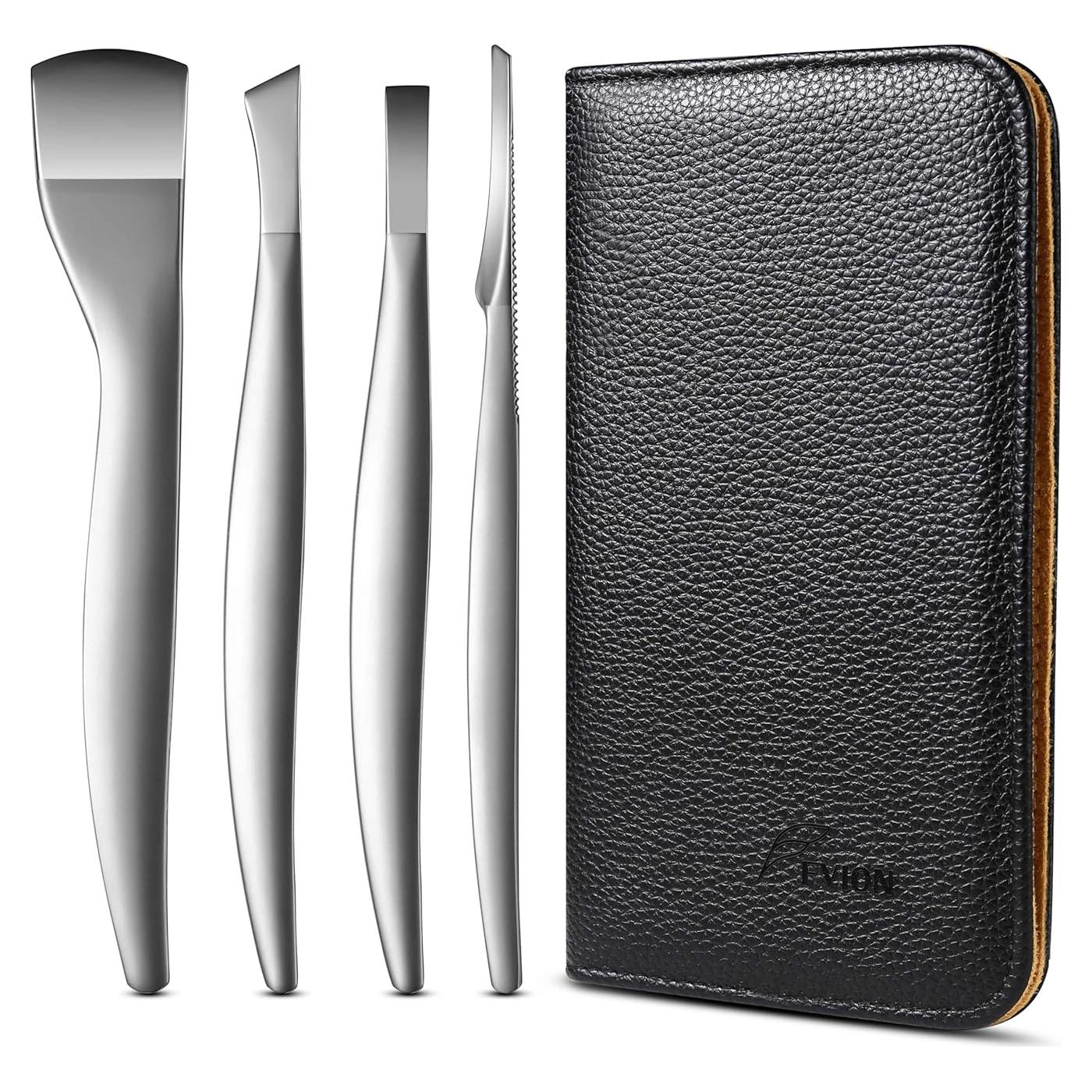 Juego de Cuchillos de Pedicura FVION - Kit 4 Piezas Acero Inoxidable