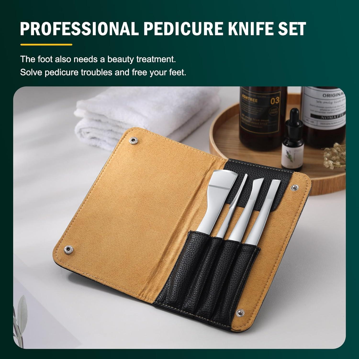 Juego de Cuchillos de Pedicura FVION - Kit 4 Piezas Acero Inoxidable