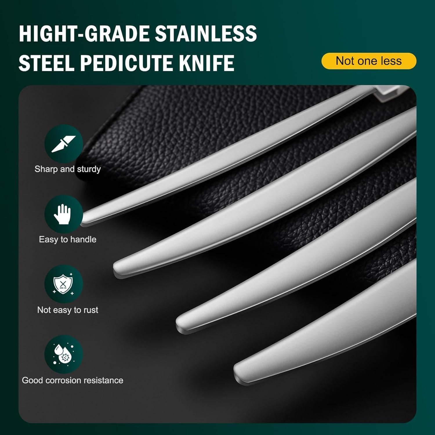 Juego de Cuchillos de Pedicura FVION - Kit 4 Piezas Acero Inoxidable