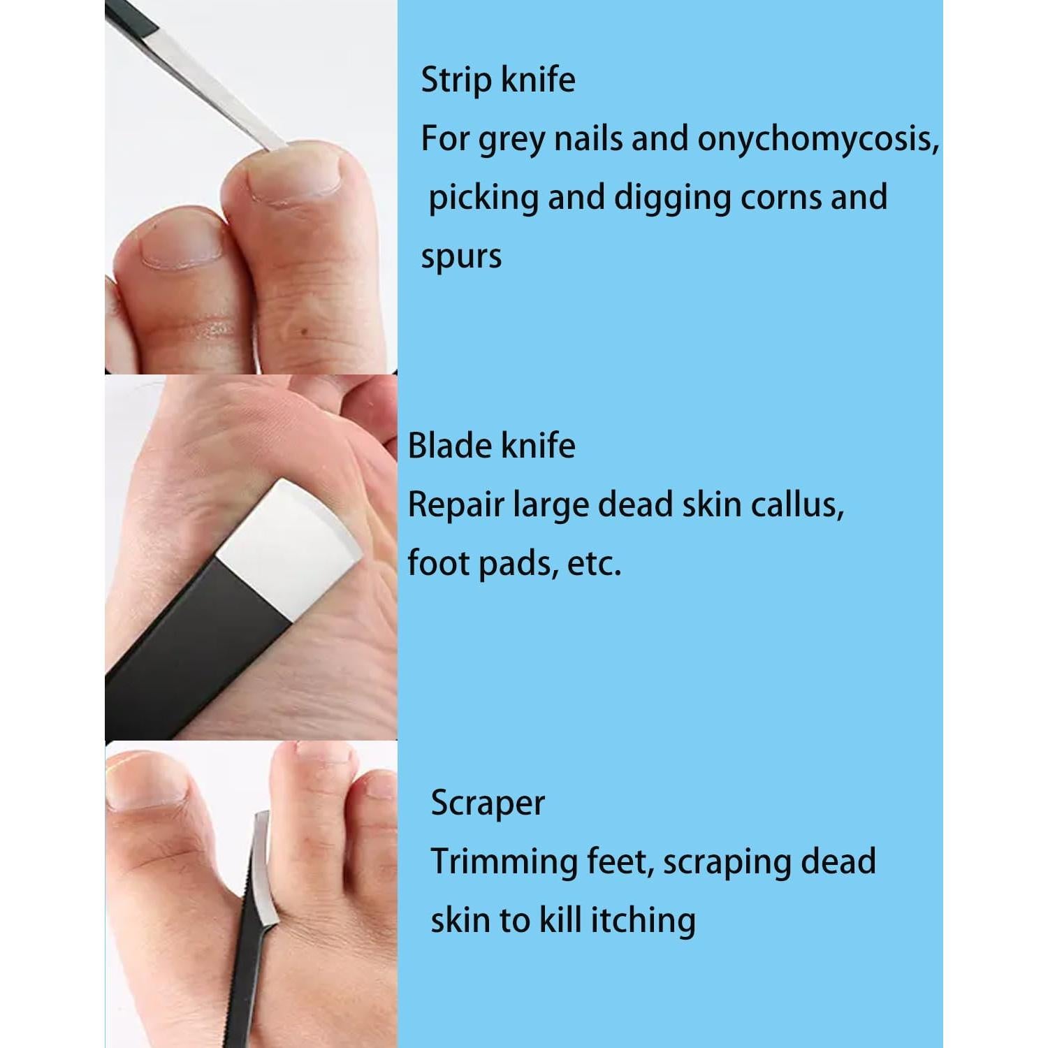 Juego de Cuchillos para Pedicura 4 Piezas WenTigDY