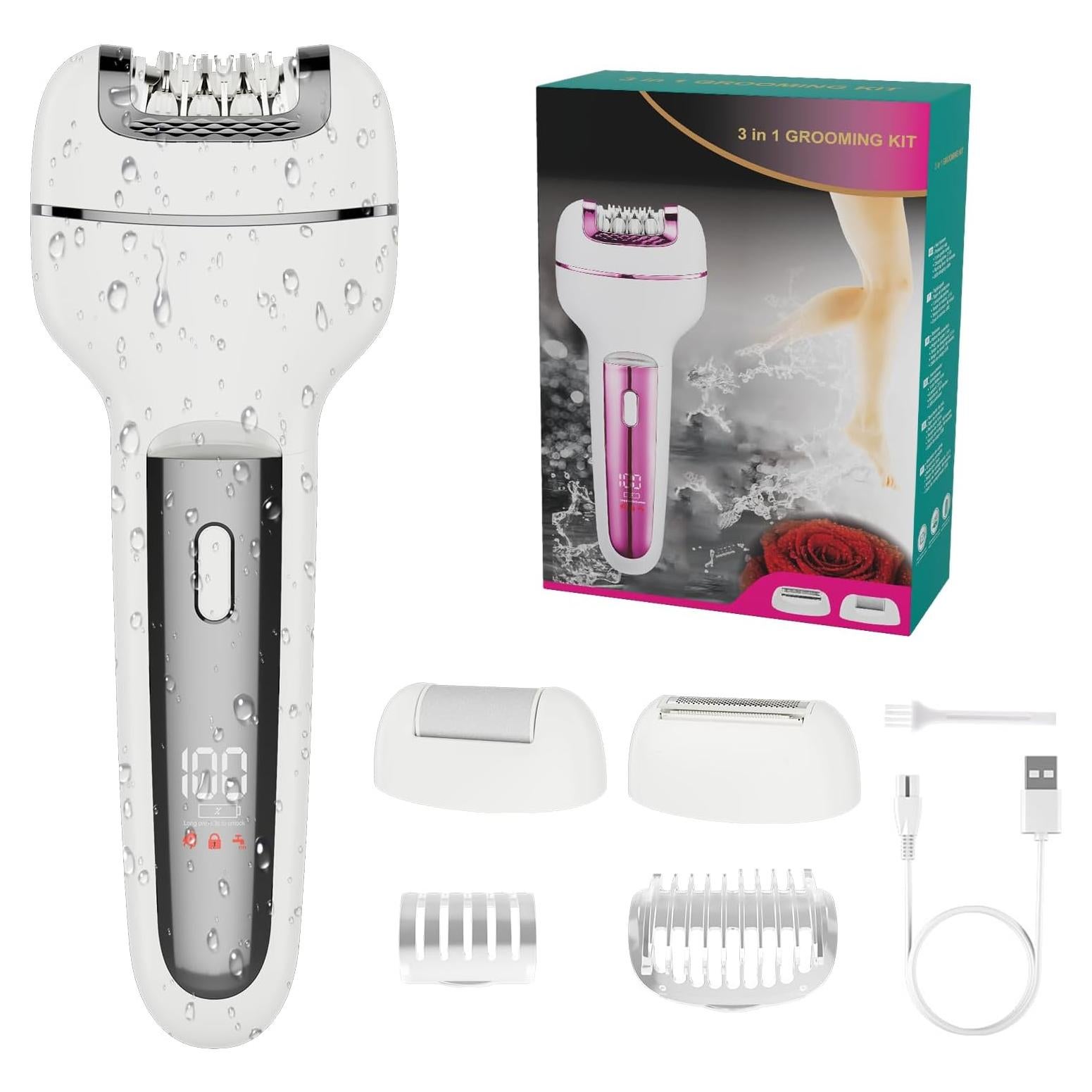 Epilador 3 en 1 Ourcec Gris - Afeitadora y Removedor de Callos