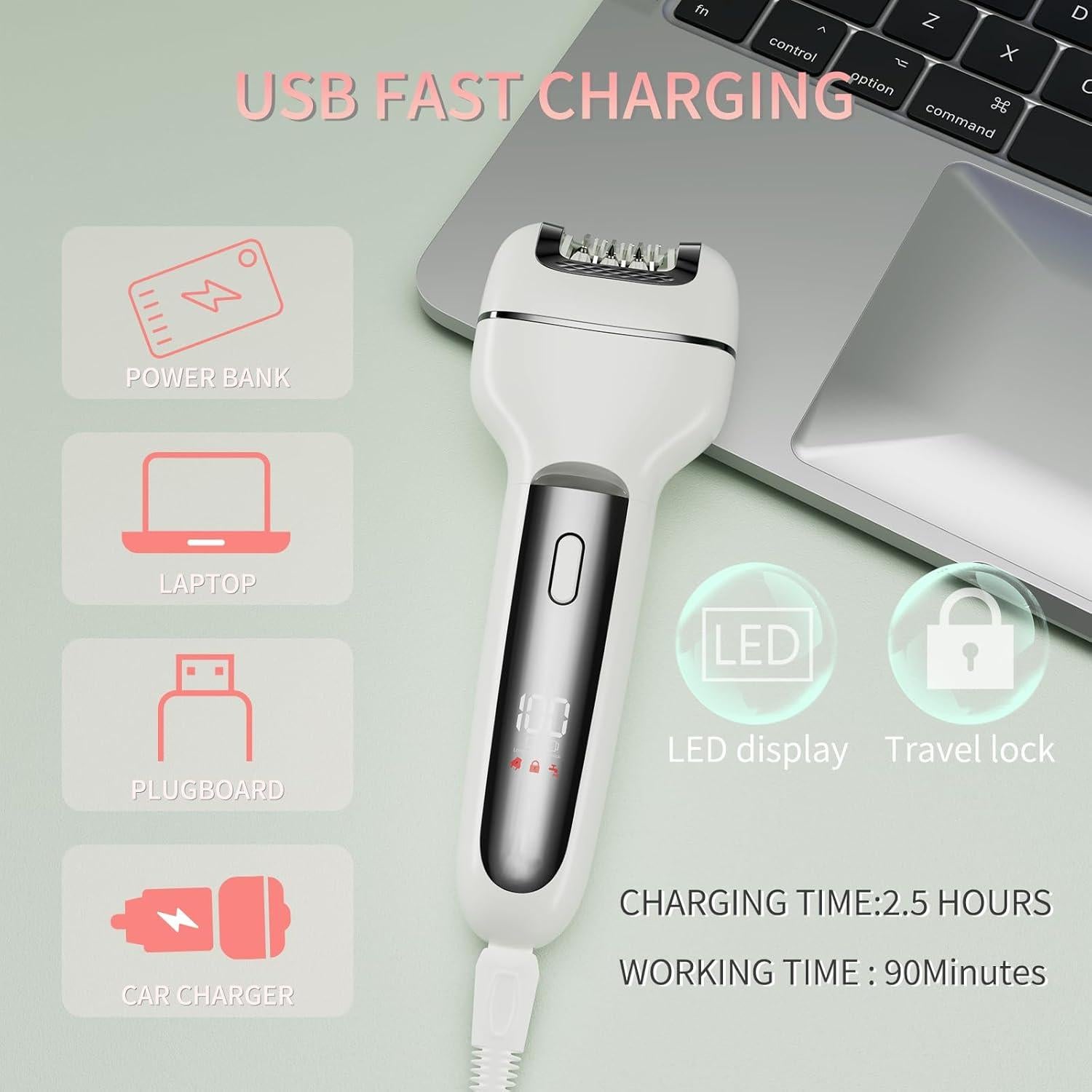 Epilador 3 en 1 Ourcec Gris - Afeitadora y Removedor de Callos