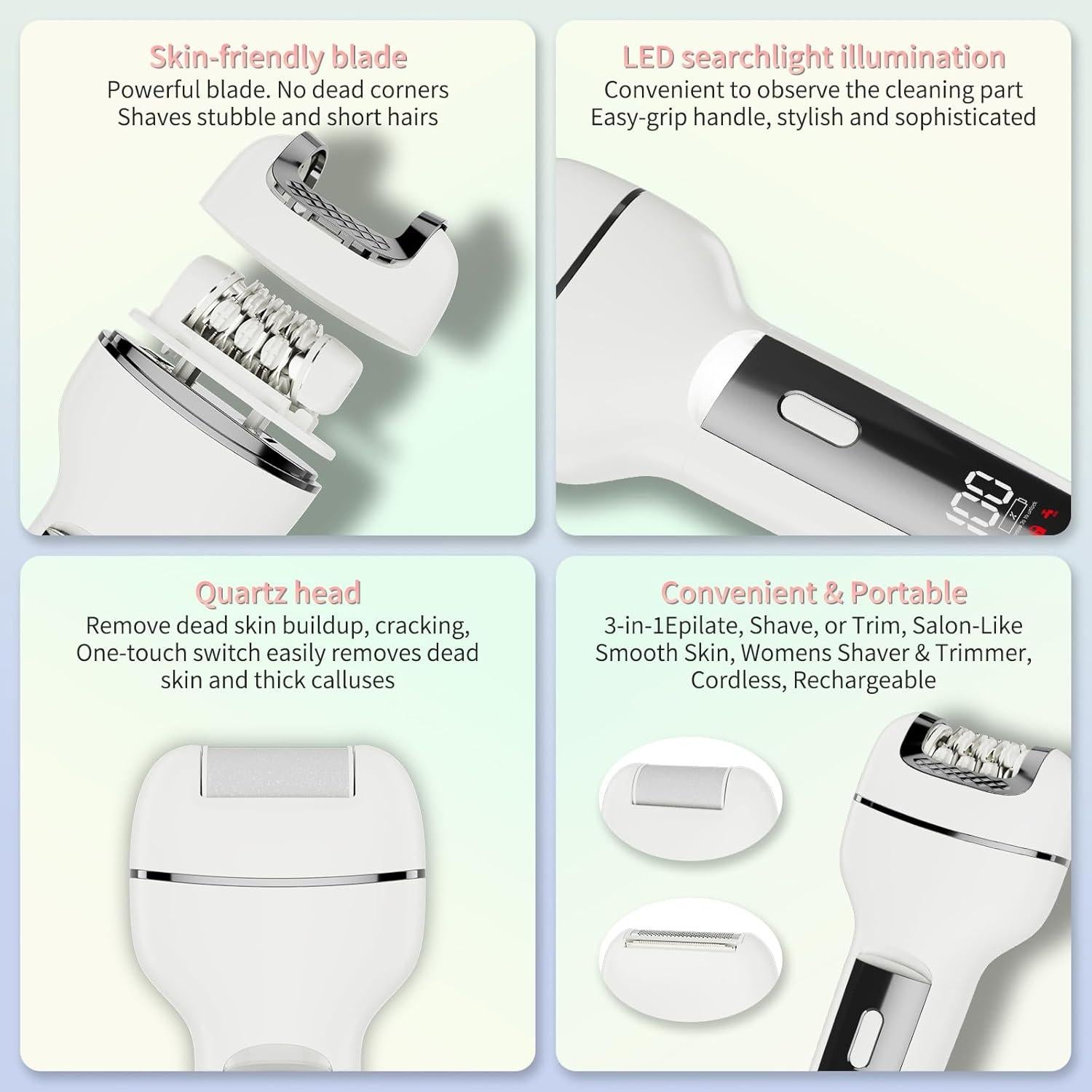 Epilador 3 en 1 Ourcec Gris - Afeitadora y Removedor de Callos