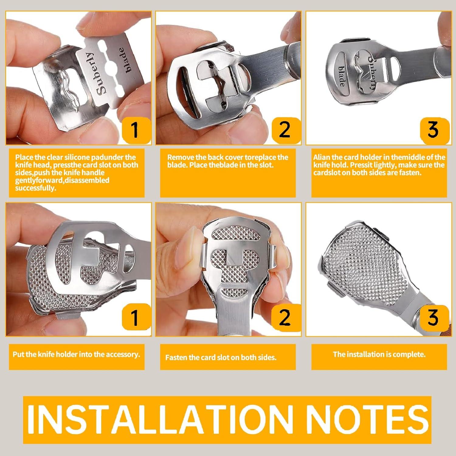 Juego de Afeitador de Callos Yihurlm con Mango de Madera y 30 Cuchillas