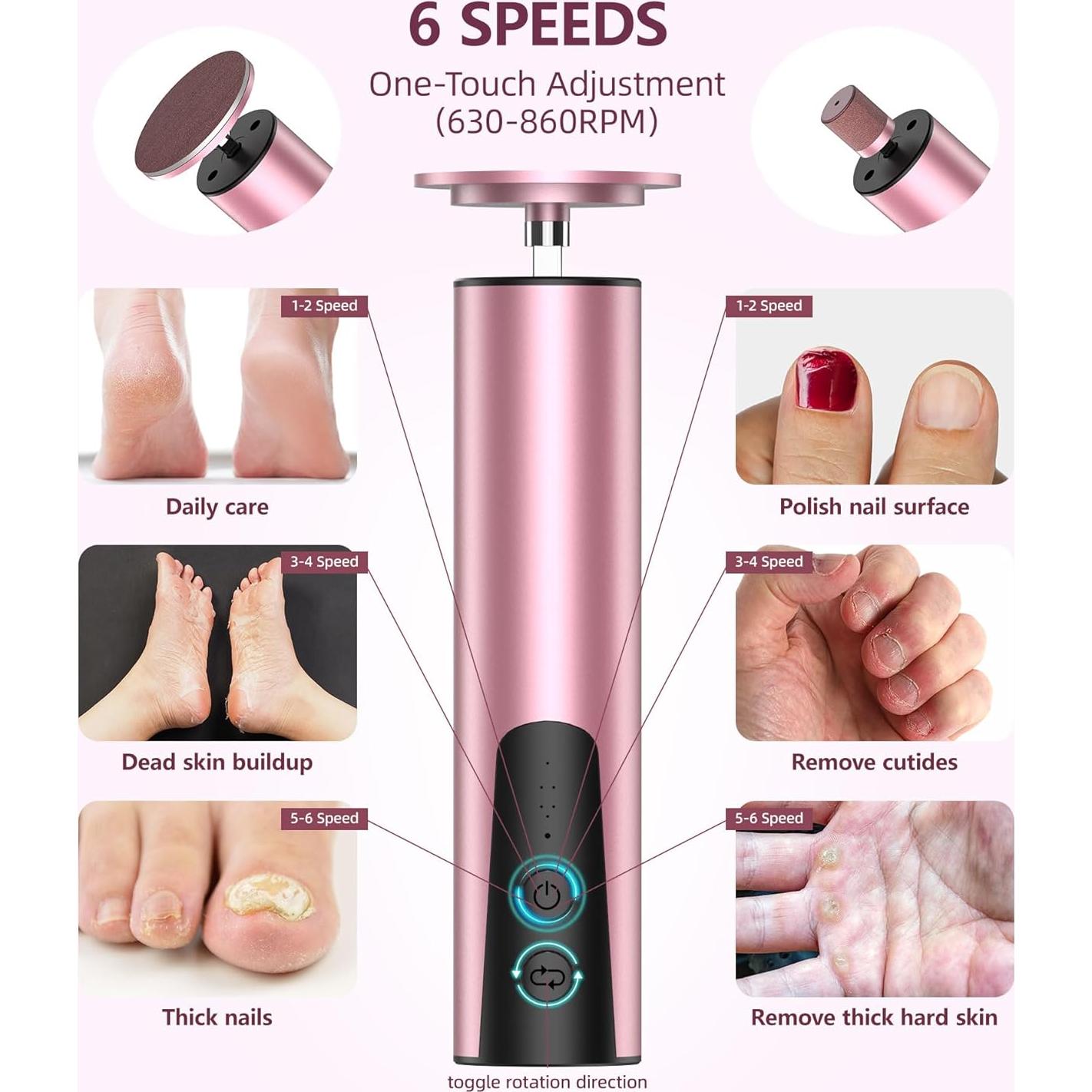 Removedor de Callos Eléctrico Inalámbrico ERYUHAIAN 6 Velocidades