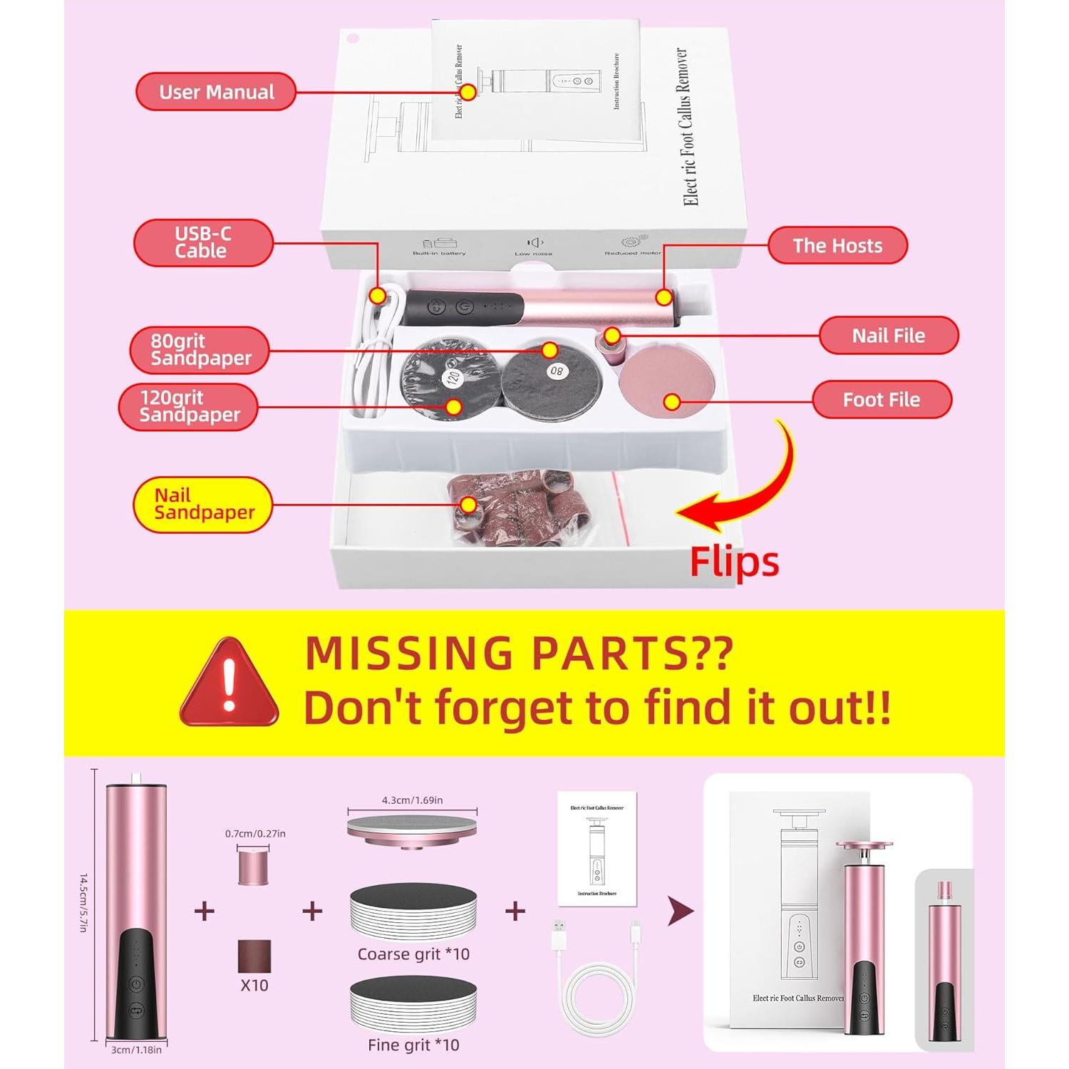 Removedor de Callos Eléctrico Inalámbrico ERYUHAIAN 6 Velocidades