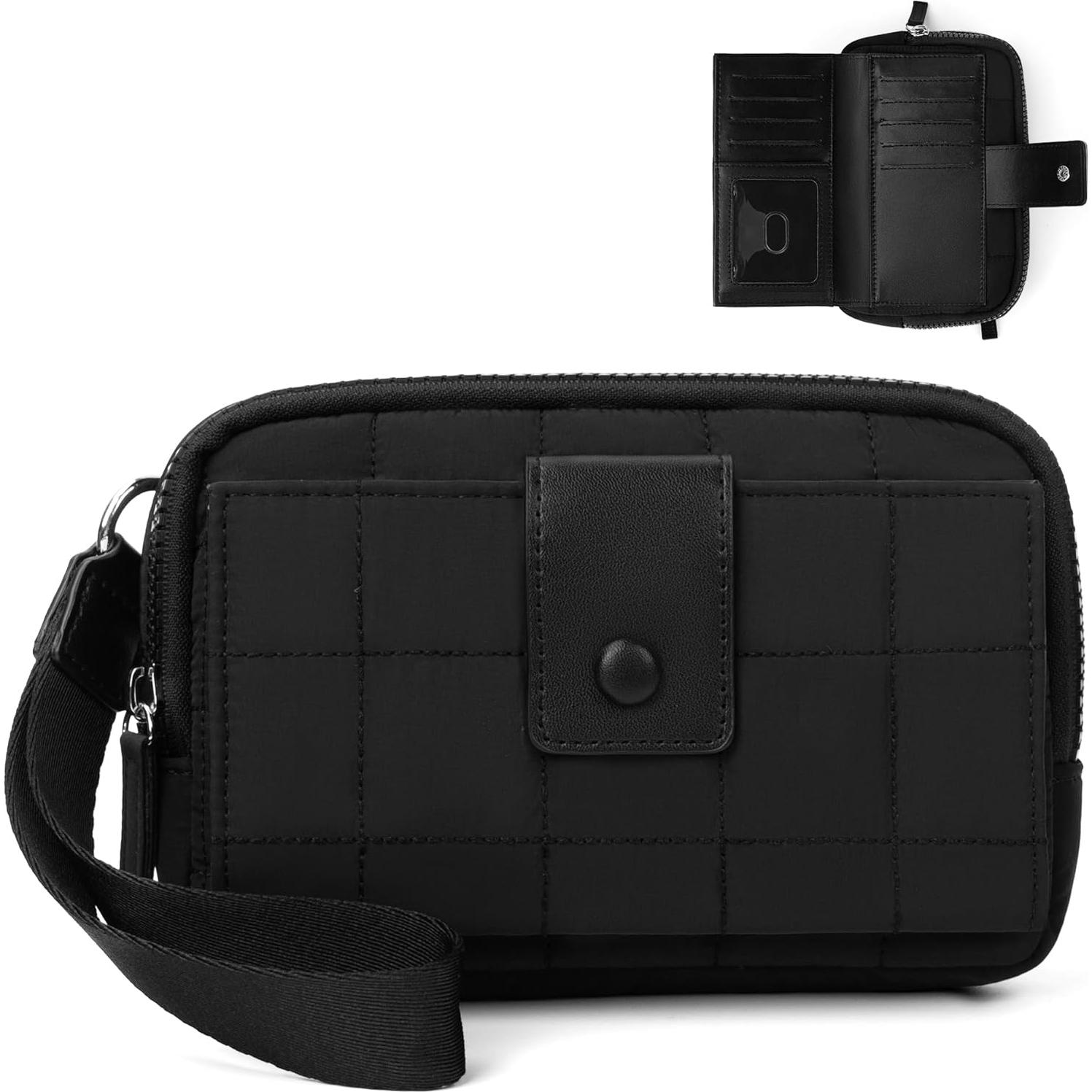 Cartera de Muñeca Acolchada Bafen para Mujeres con RFID Negro