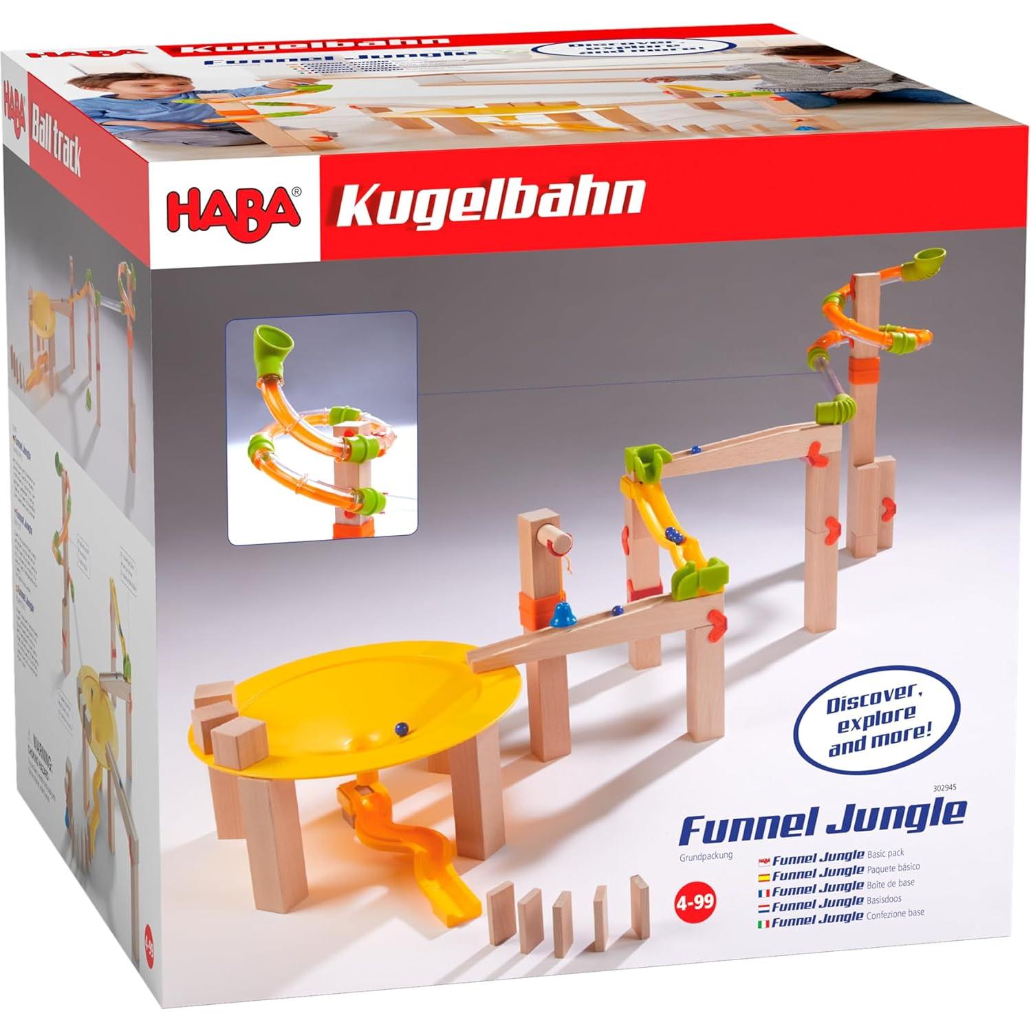 HABA Pista de Bolas Embudo Selva - Carrera de Canicas