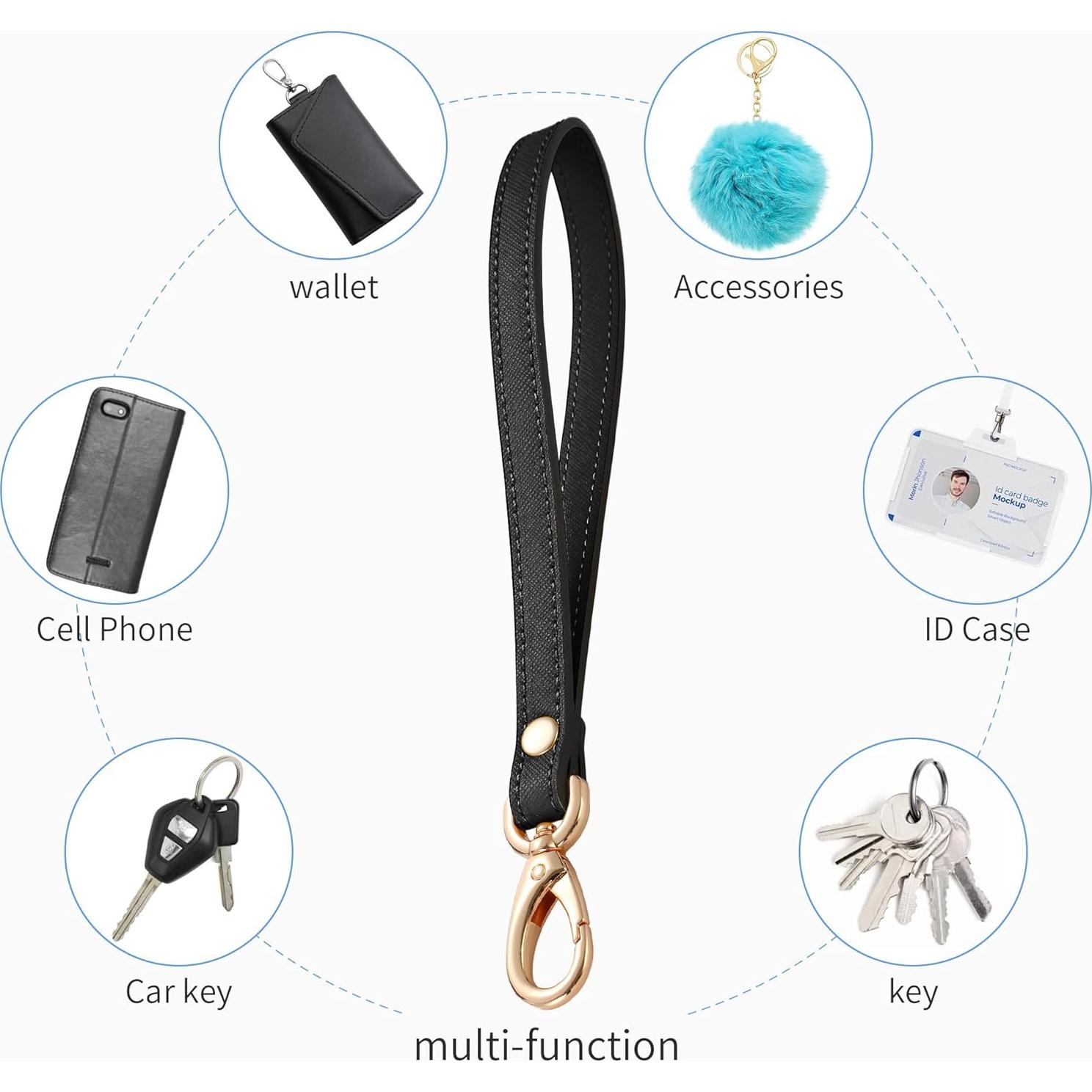 Correa de Muñeca de Cuero Genuino Dorado y Negro 21cm