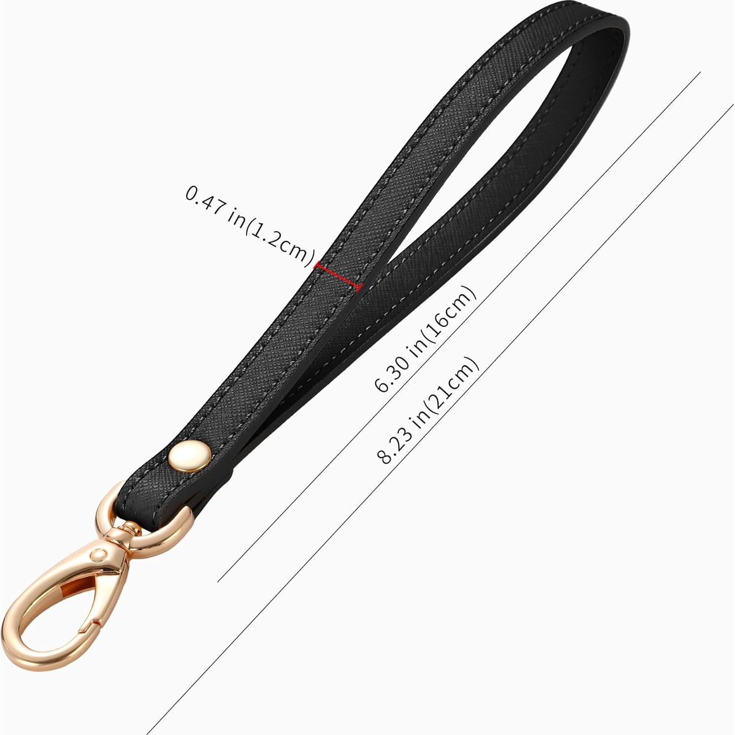 Correa de Muñeca de Cuero Genuino Dorado y Negro 21cm