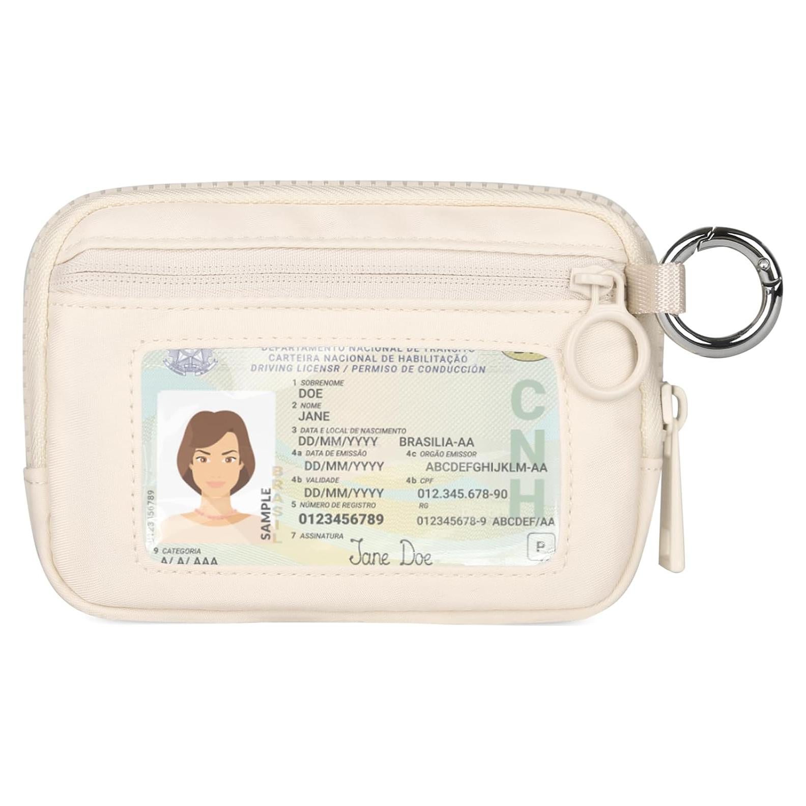 Cartera Didida Iris con Cremallera y Ventana ID Beige