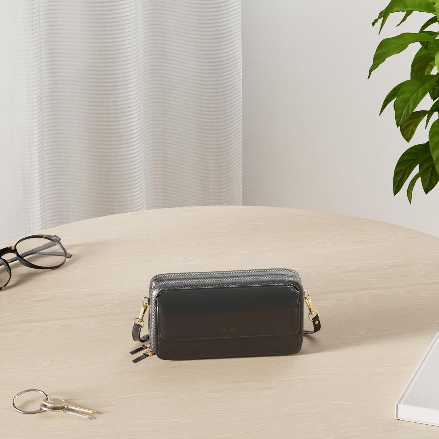 Billetera de hombro Lanyani RFID de cuero vegano para mujer