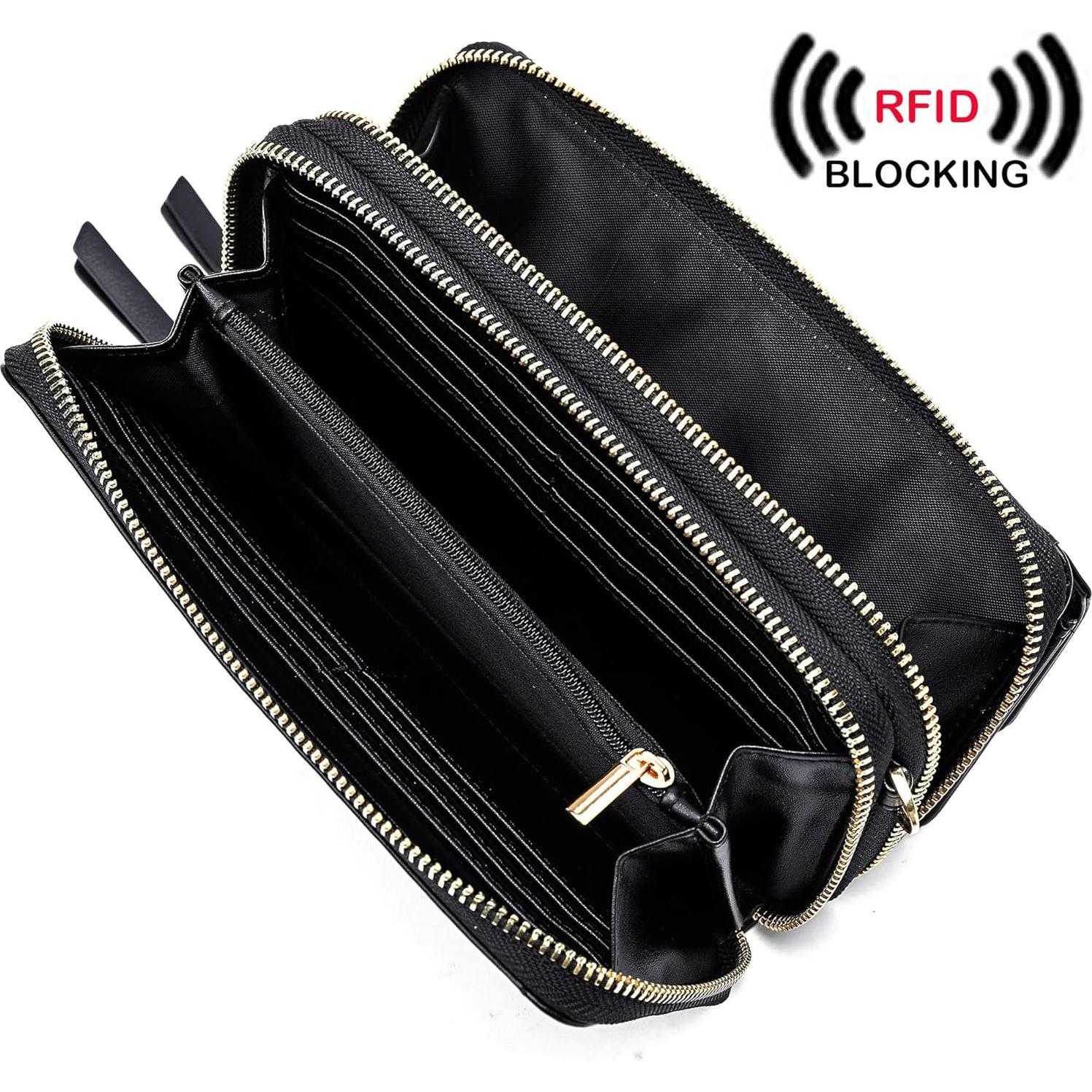 Billetera de hombro Lanyani RFID de cuero vegano para mujer