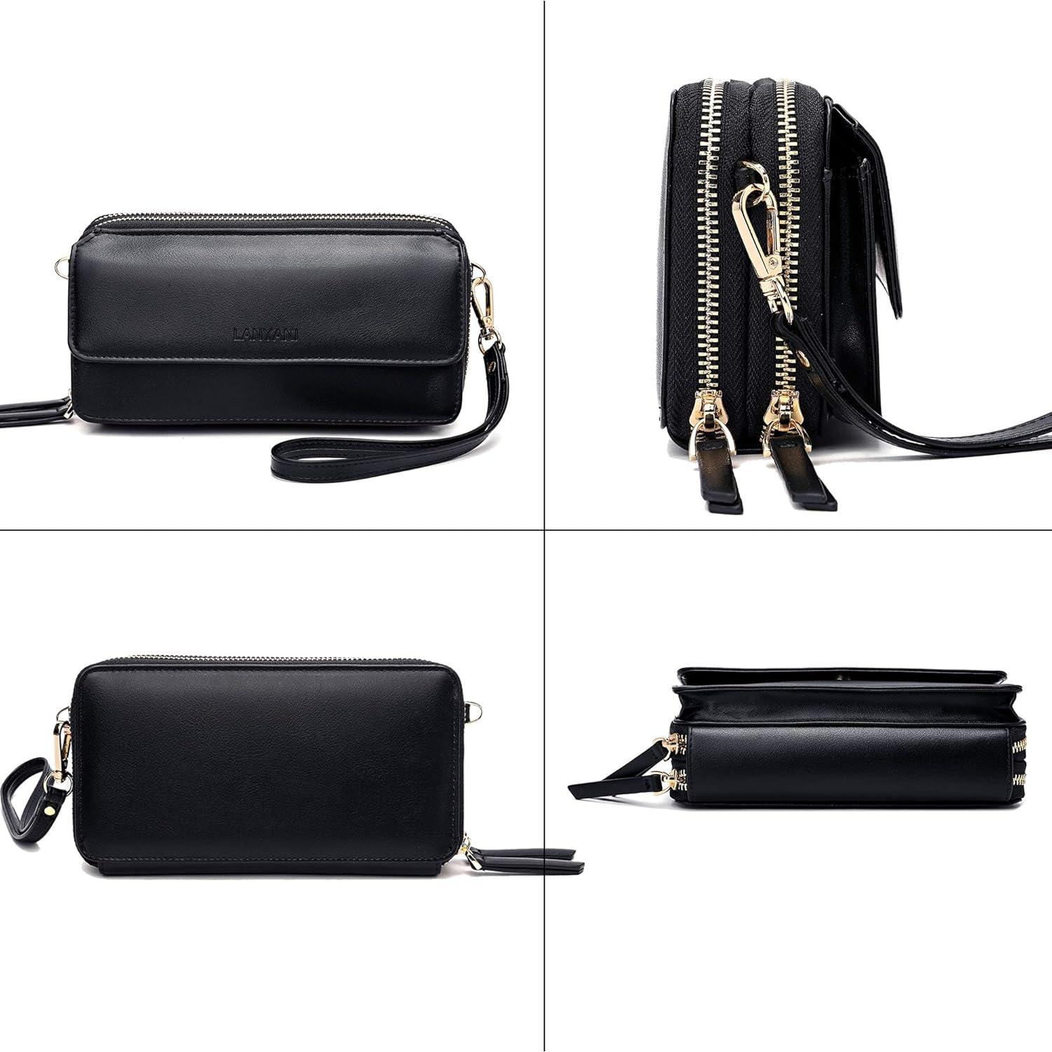 Billetera de hombro Lanyani RFID de cuero vegano para mujer