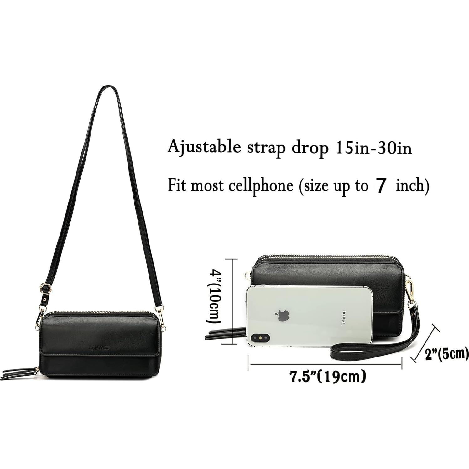 Billetera de hombro Lanyani RFID de cuero vegano para mujer