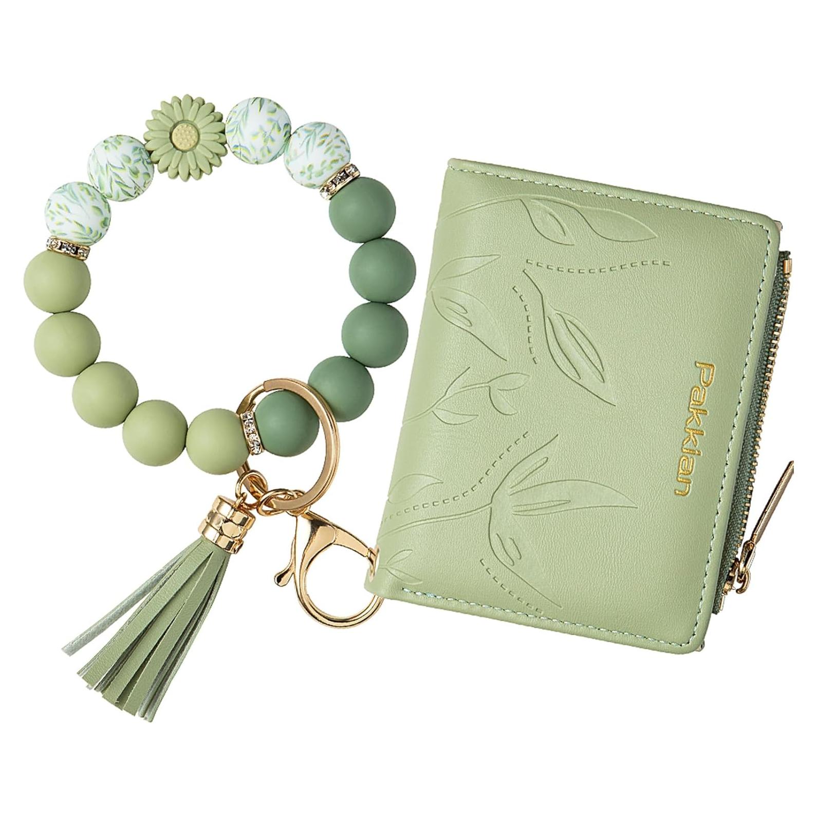Pulsera llavero de silicona Adorve con monedero y tarjetas - Verde