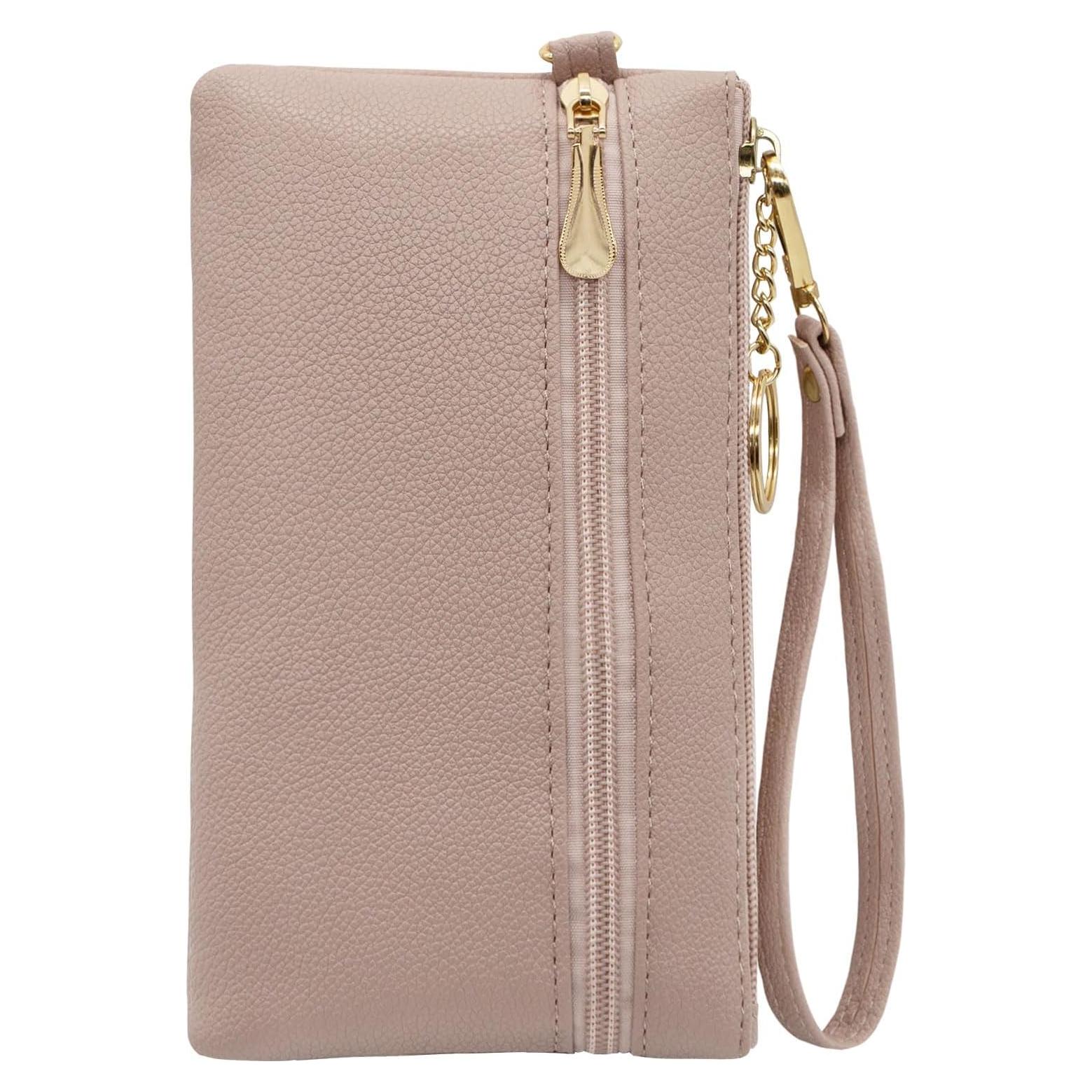 Cartera de muñeca LJCZKA de cuero PU para mujer, nude