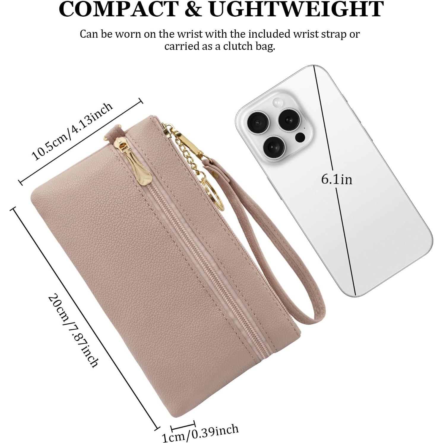 Cartera de muñeca LJCZKA de cuero PU para mujer, nude