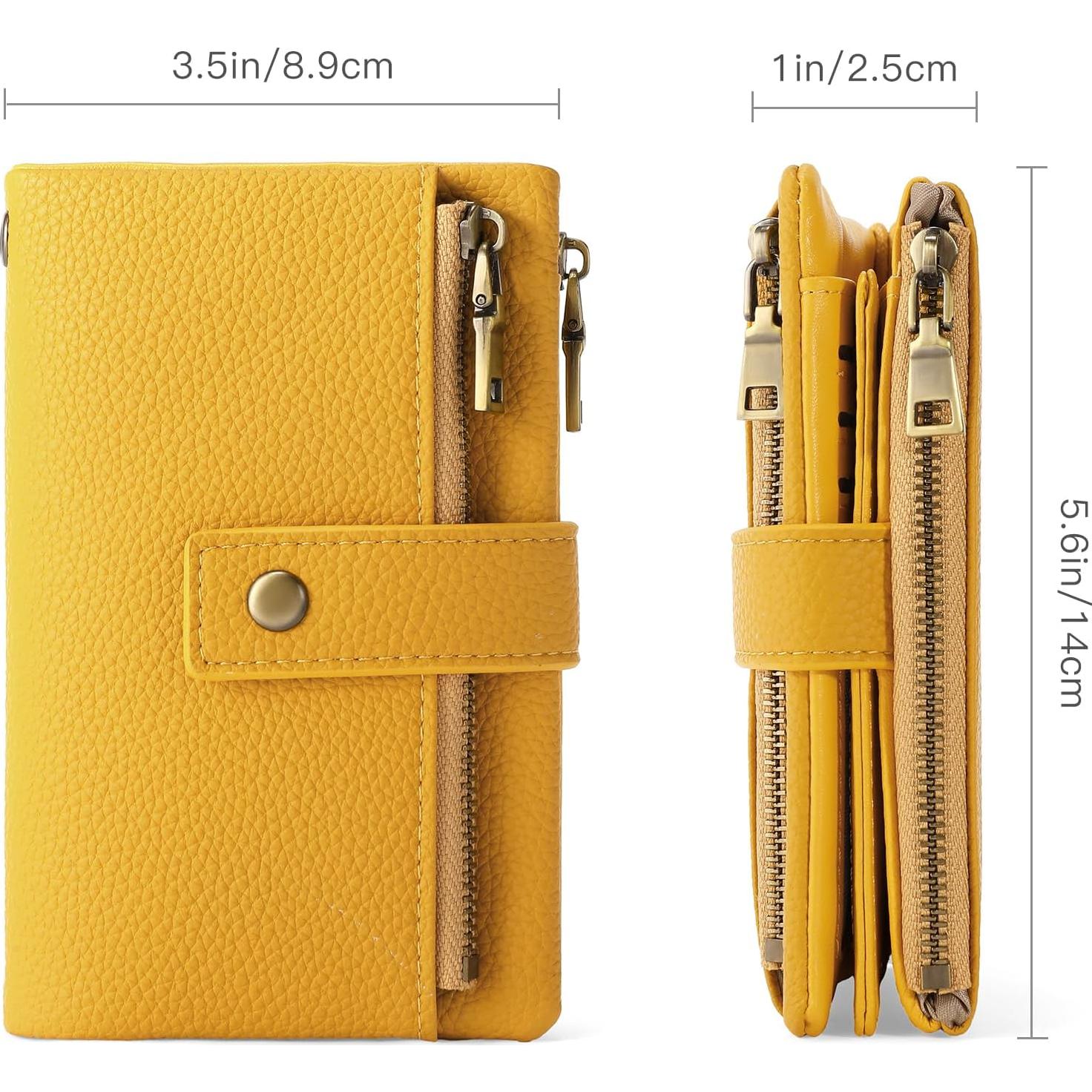 Cartera Pequeña SENDEFN de Cuero con Bloqueo RFID Amarillo