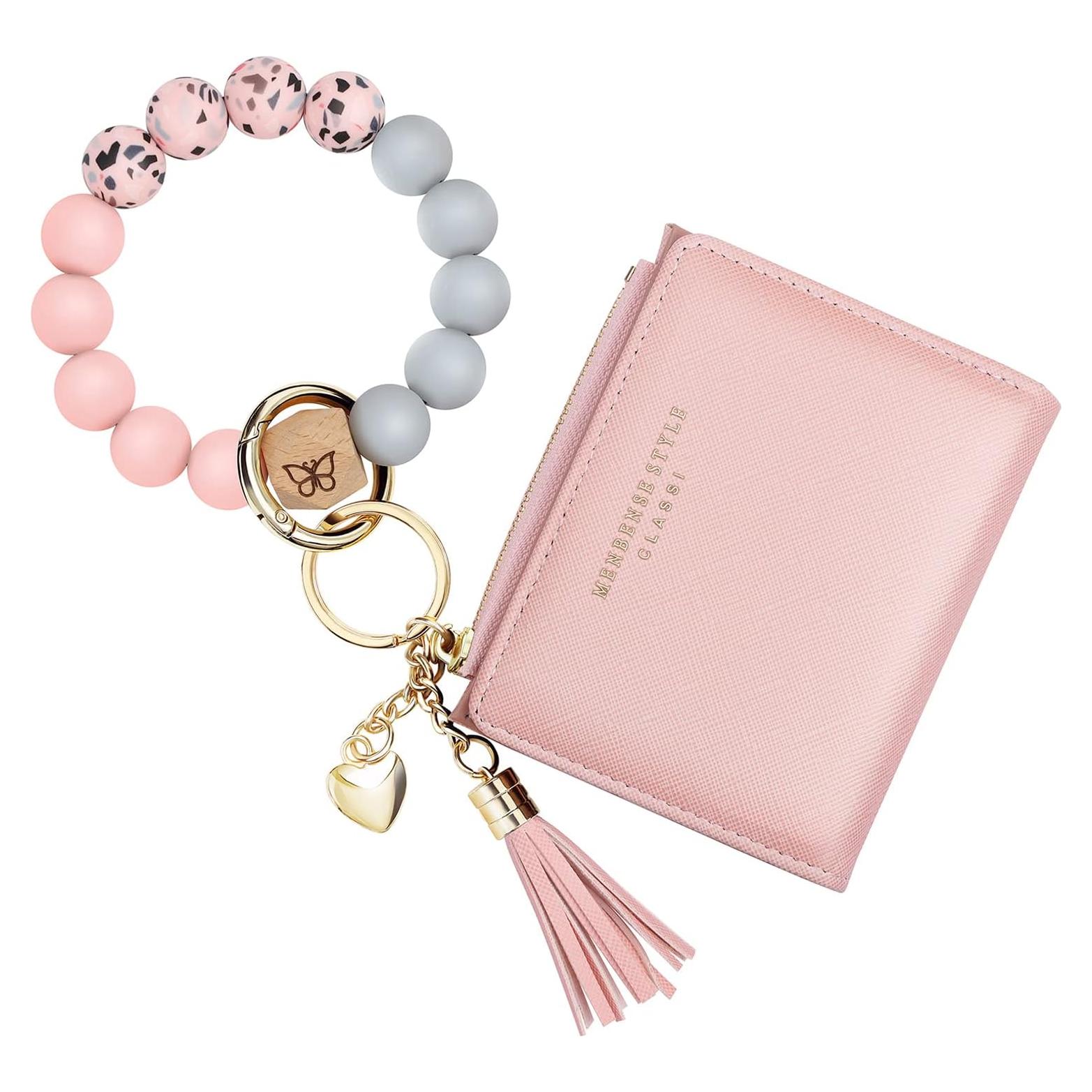 Pulsera llavero con bolsillo para tarjetas Adorve Rosa