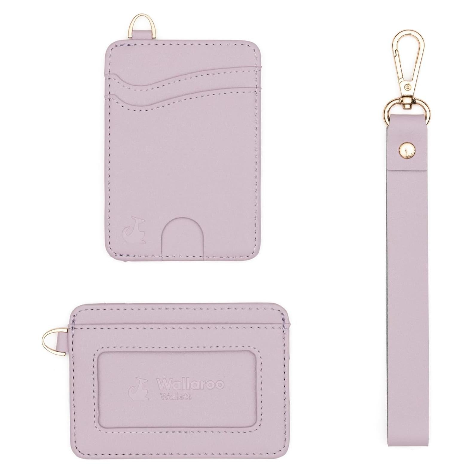 Cartera de muñeca de cuero Wallaroo rosa lavanda para mujeres